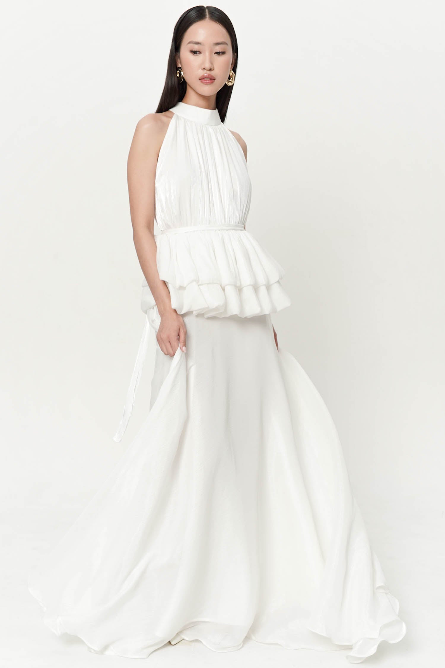 Adelaide Halter Maxi Dress In White