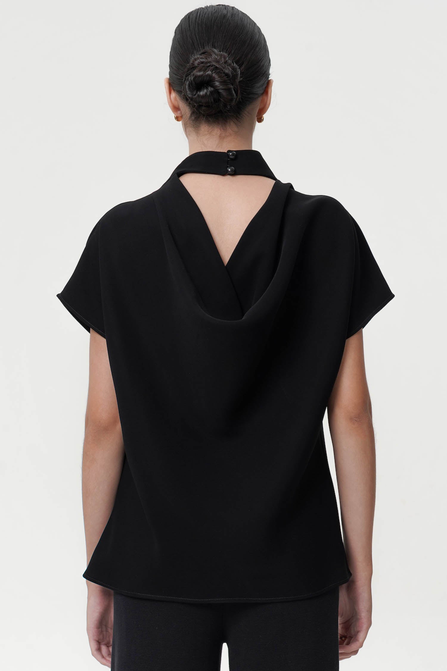 Ellis Back Drape Blouse In Black