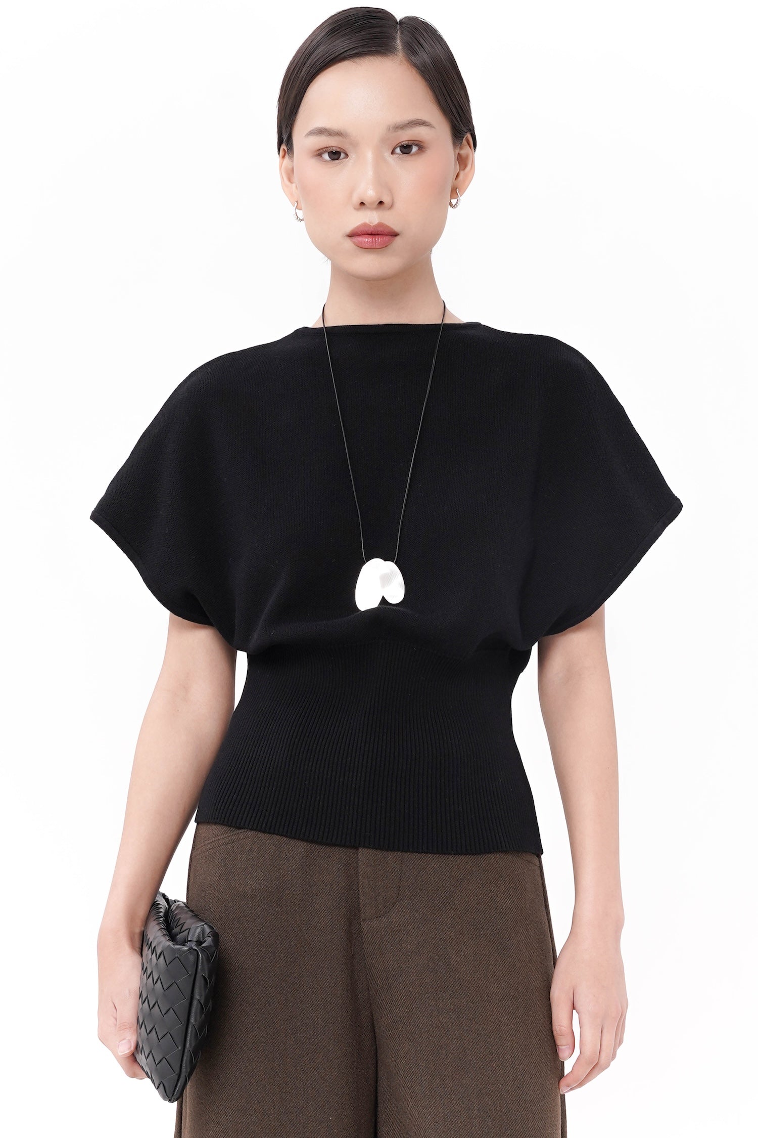 Gertie Cinched Waist Top In Black