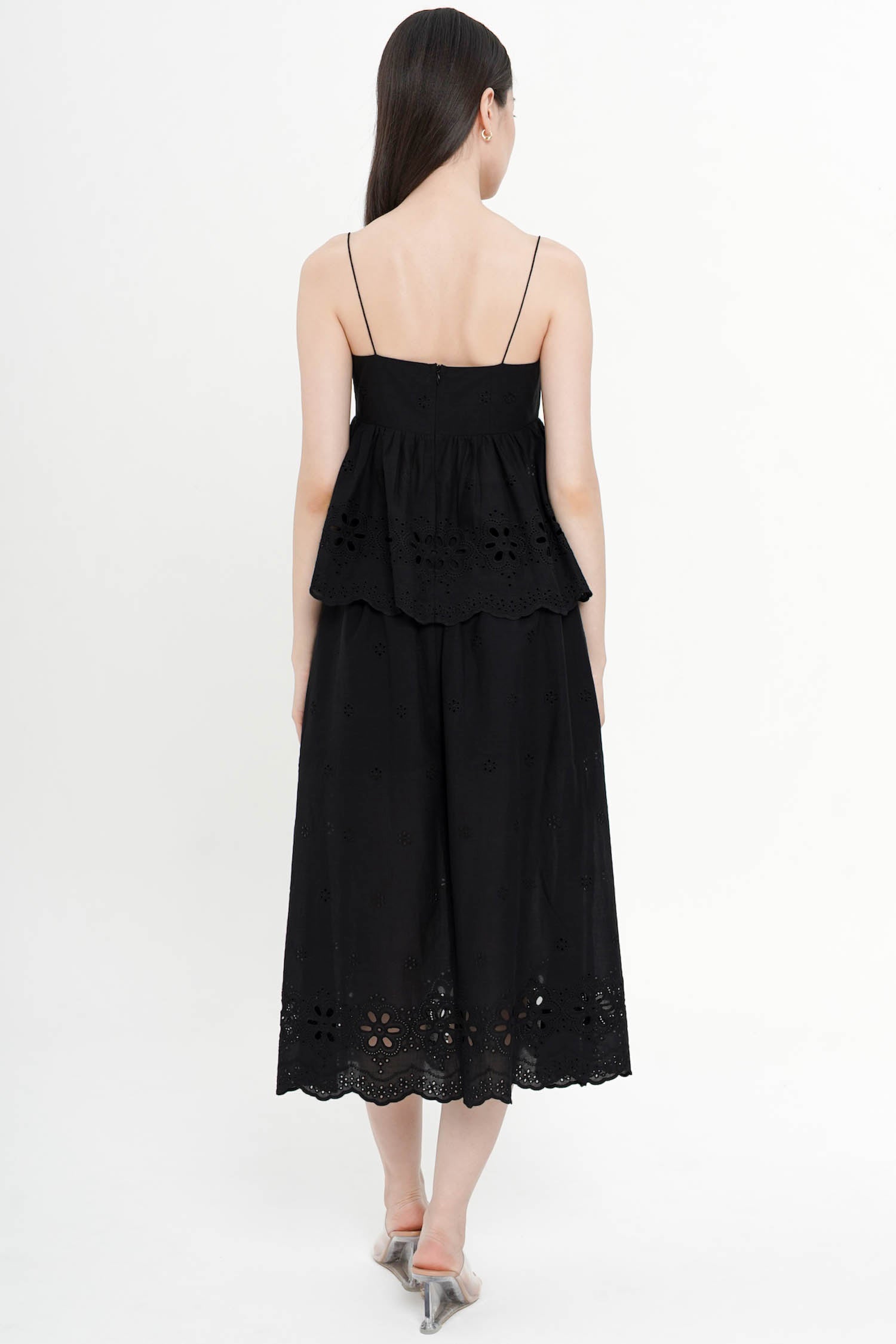 Nerina Embroidered Midi Skirt In Black
