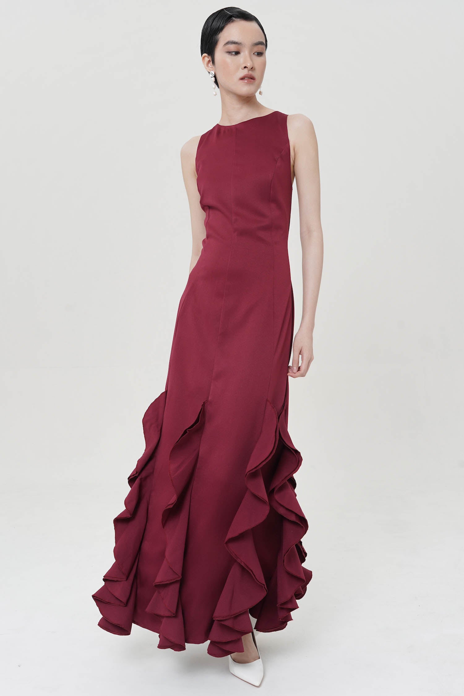 Castiel Long Gown In Maroon