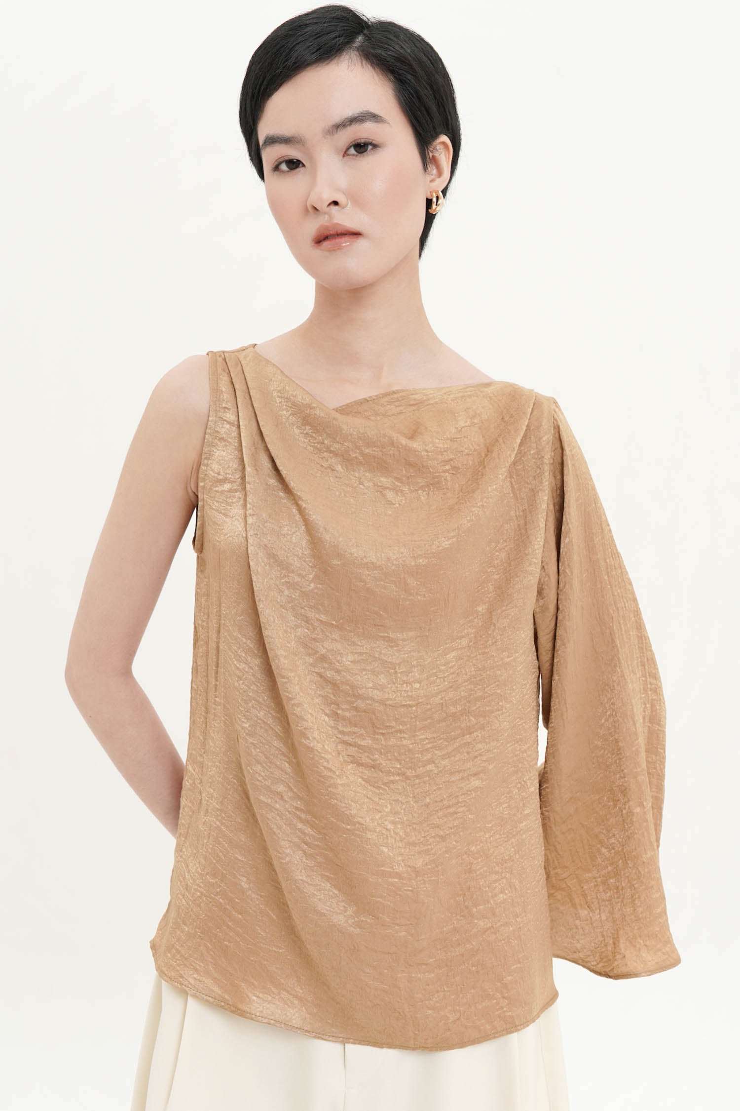 Noemi Drape Top In Mustard