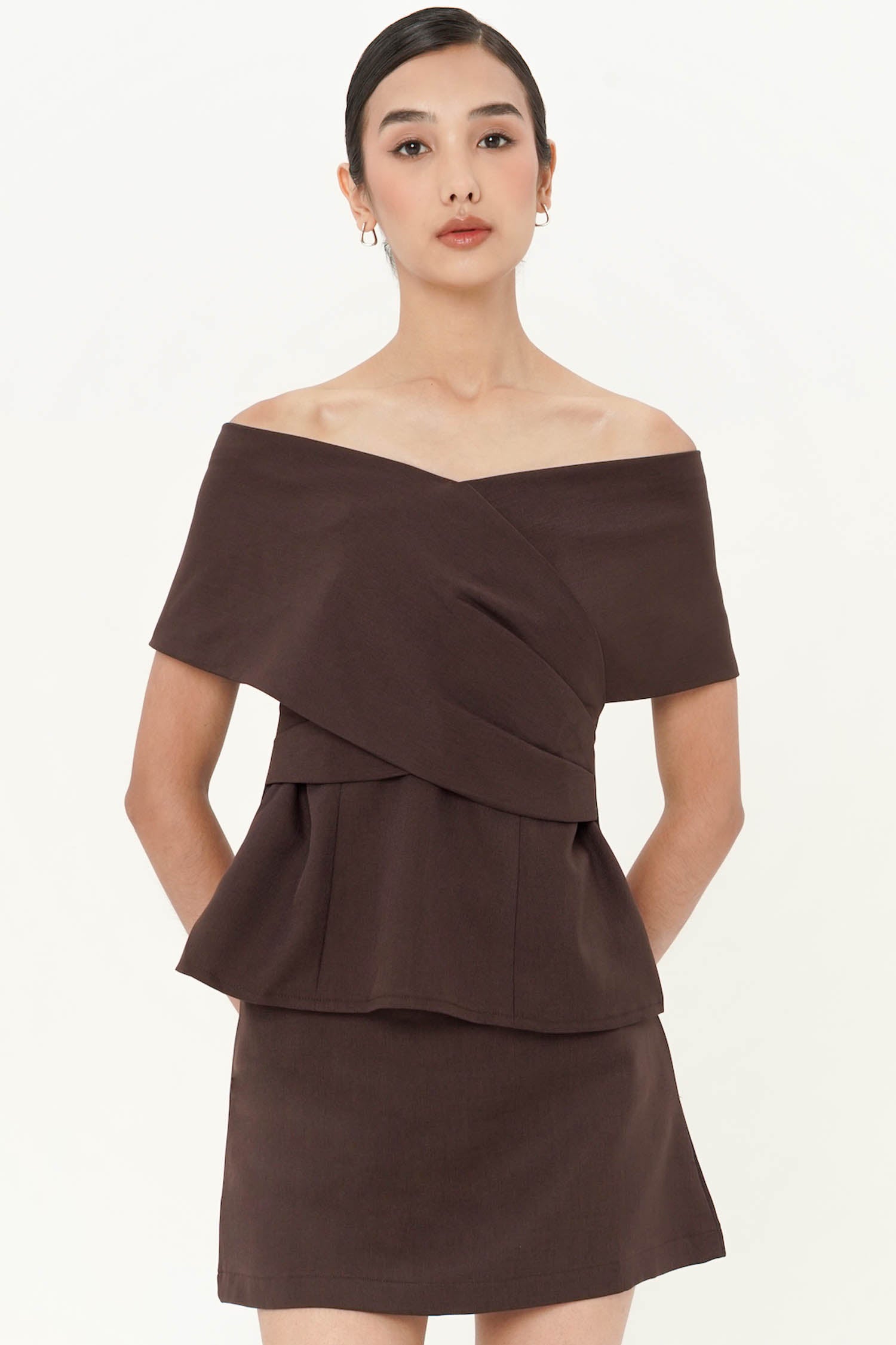 Garavani Off-shoulder Top In Espresso