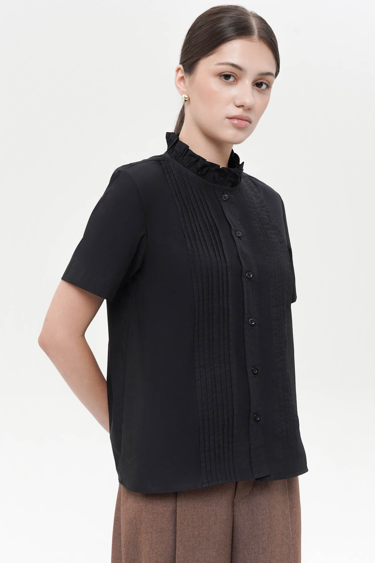 Patine Pleated Blouse In Black