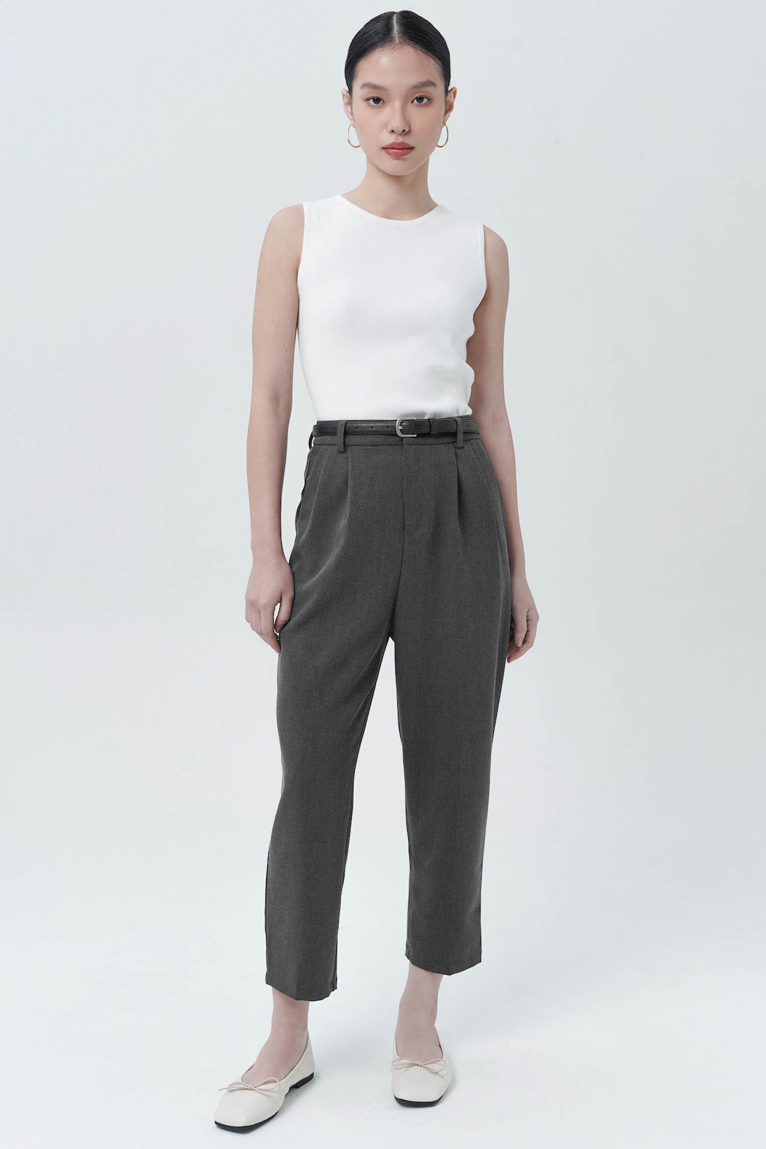 Juniper Belted Trousers In Grey