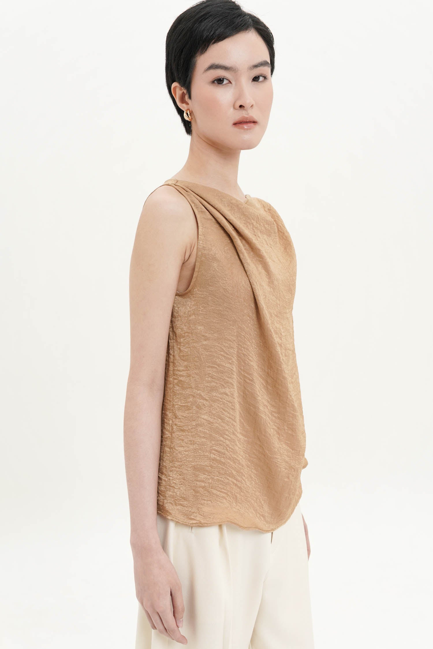 Noemi Drape Top In Mustard