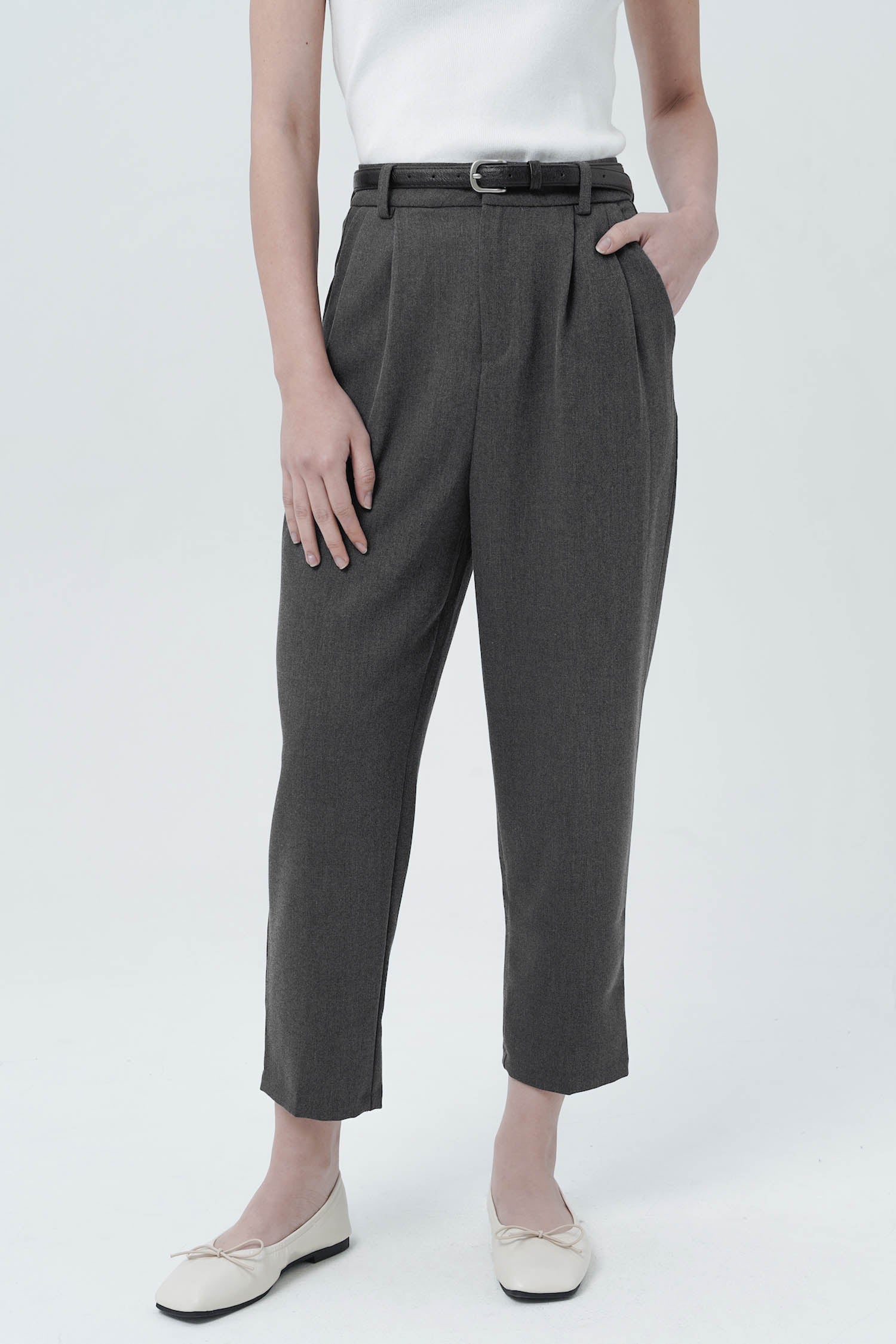 Juniper Belted Trousers In Grey