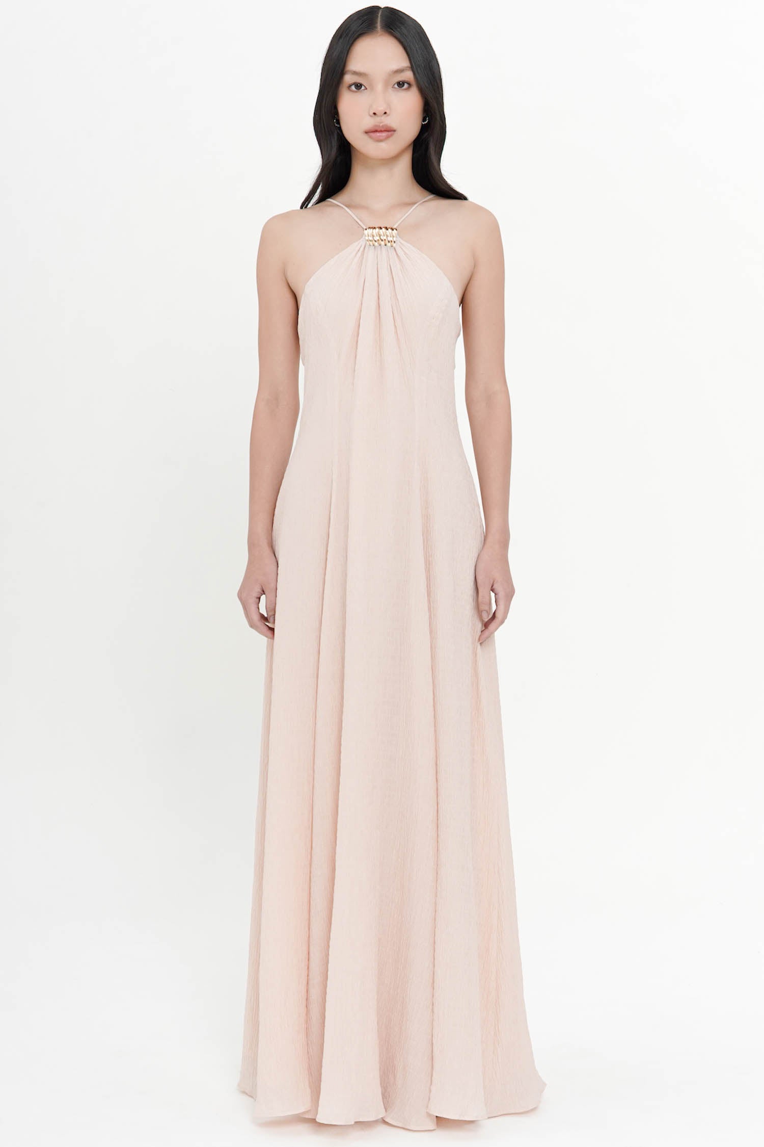 Isla Maxi Halter Dress In Nude