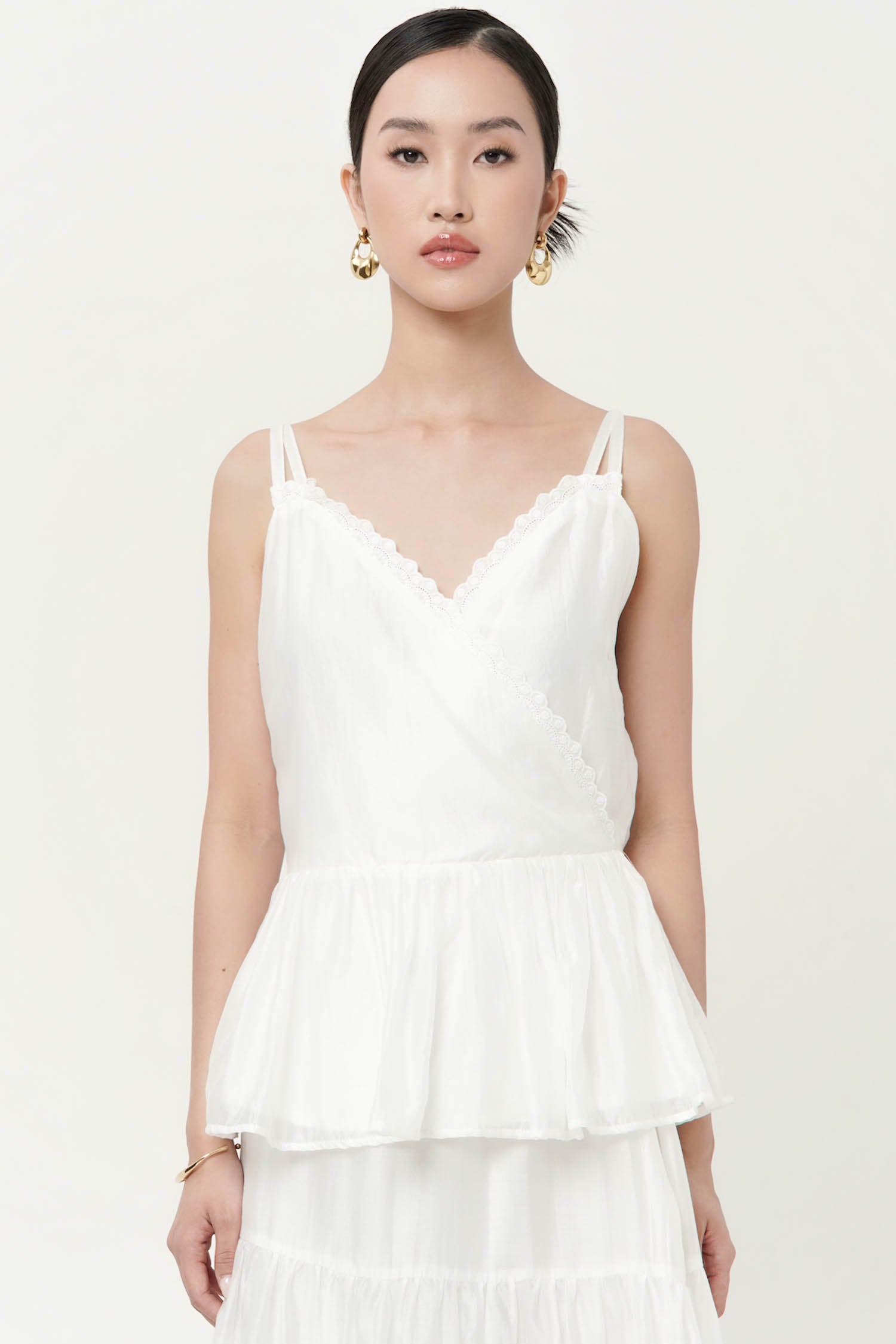 Simone Reversible Sheer Top In White