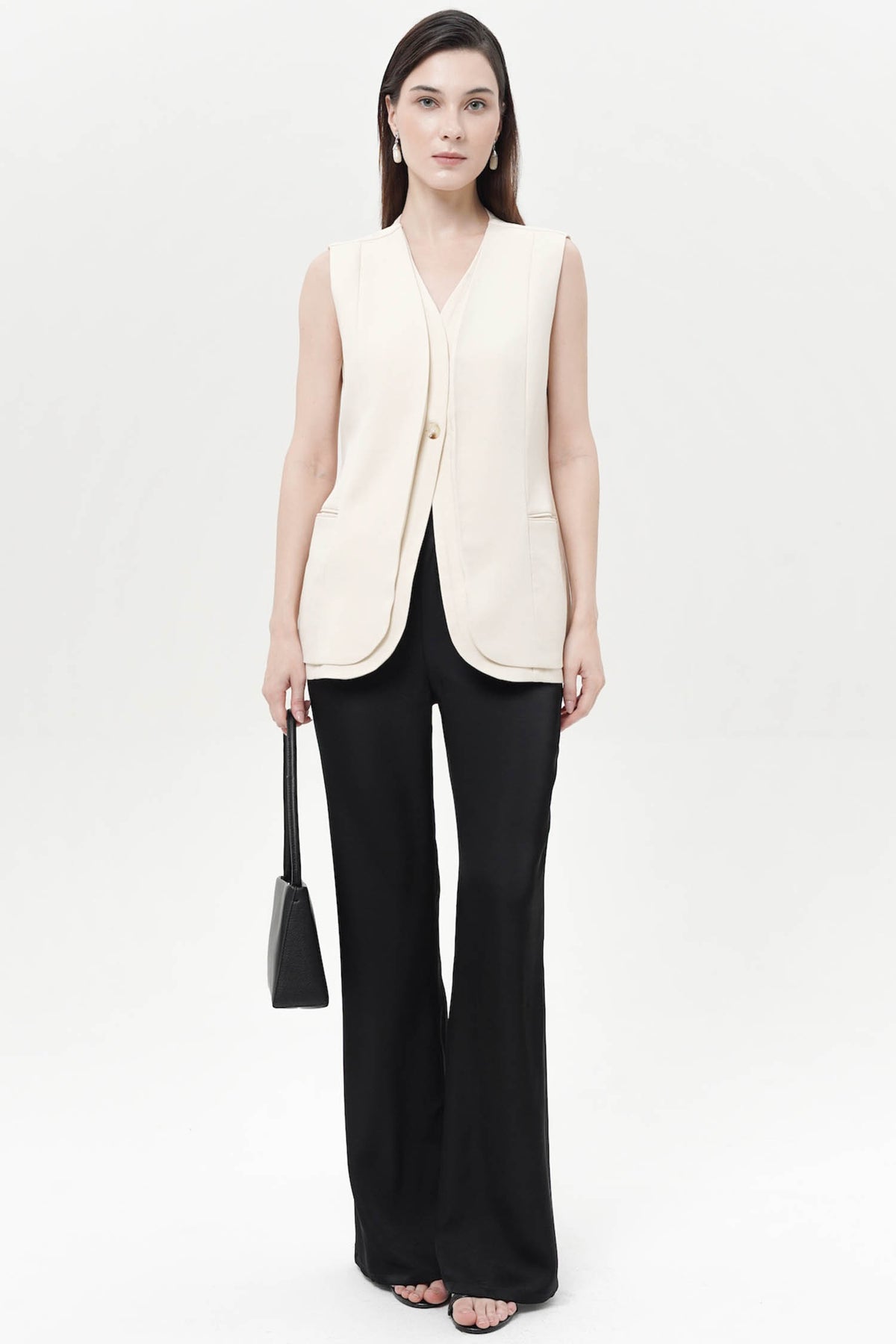 Viggo Tiered Hem Vest In Ivory
