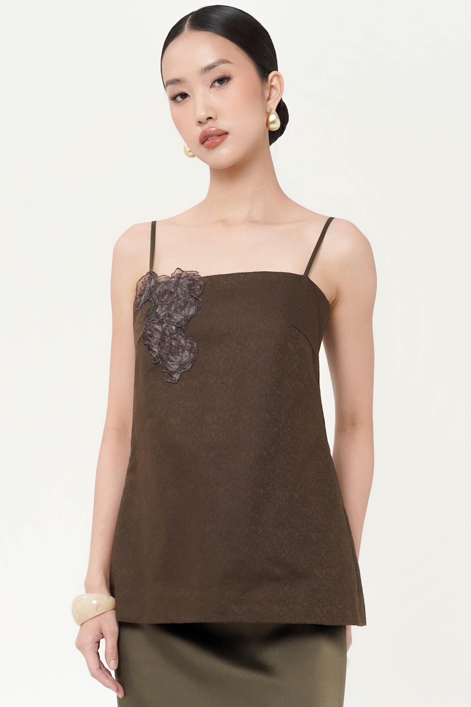 Elea Top In Olive Brown