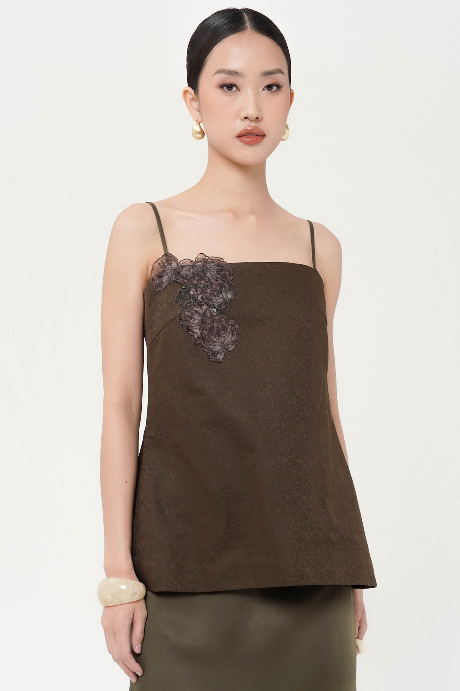 Elea Top In Olive Brown