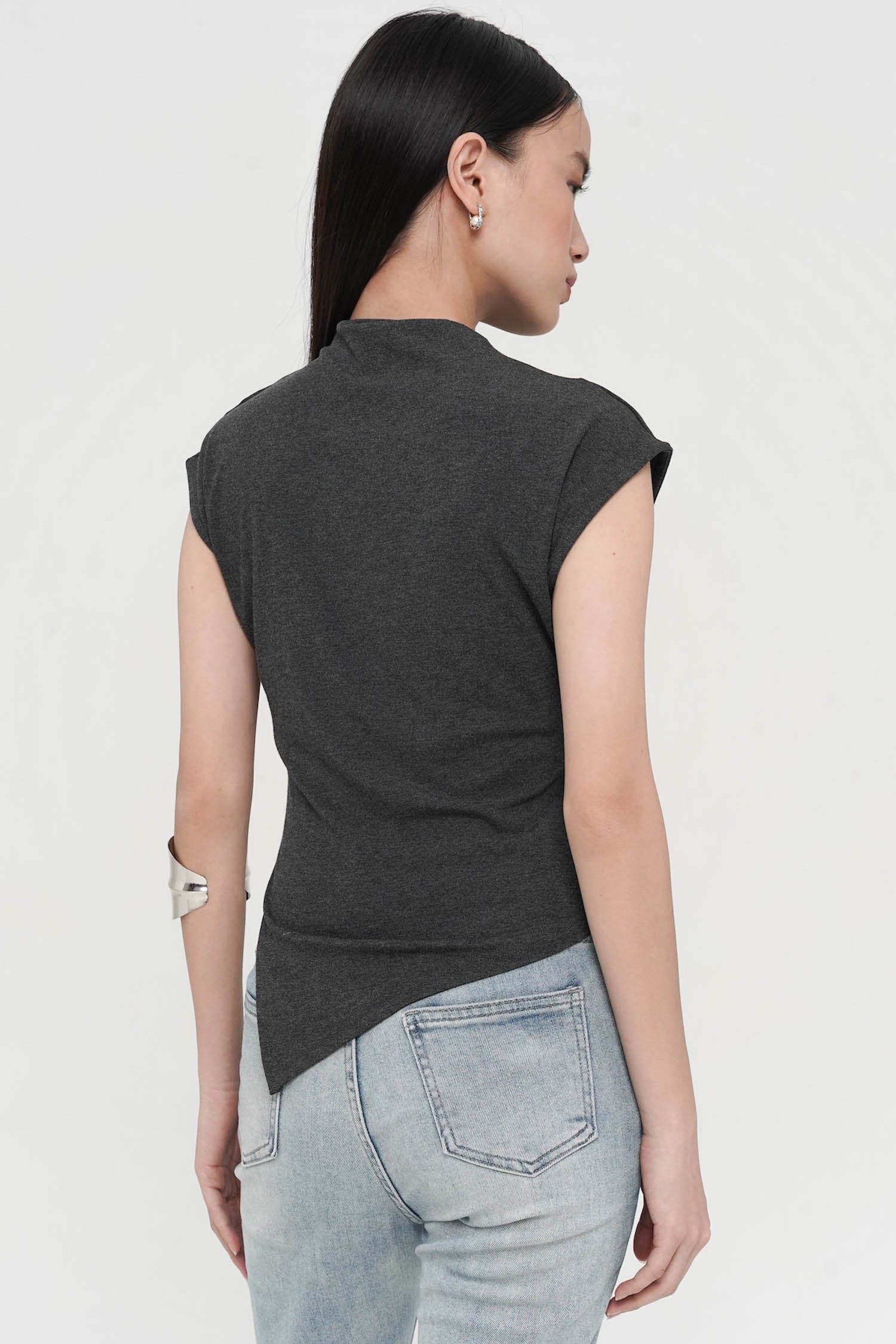 Idra Ruched Top In Dark Grey