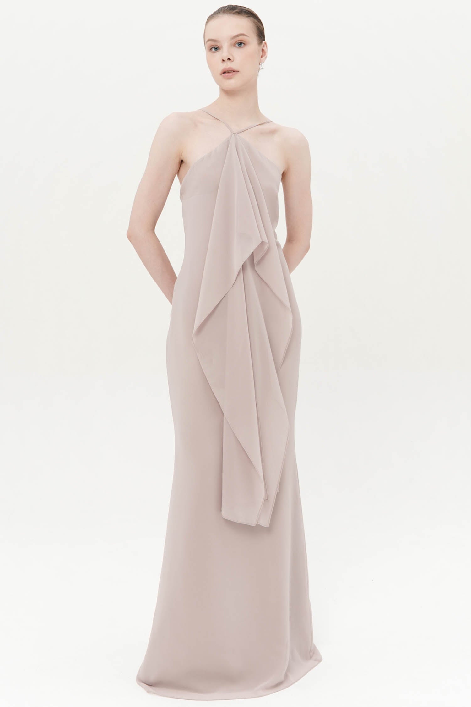 Elsin Maxi Halter Dress In Nude