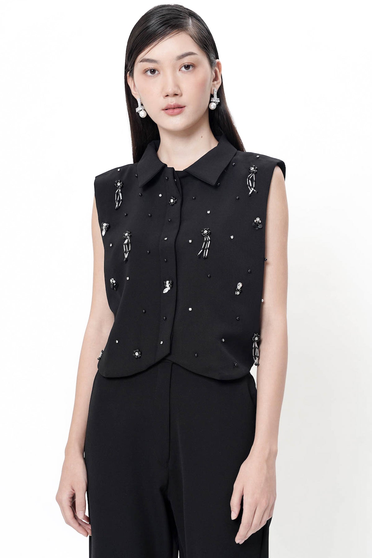 Lux Embellished Top In Black