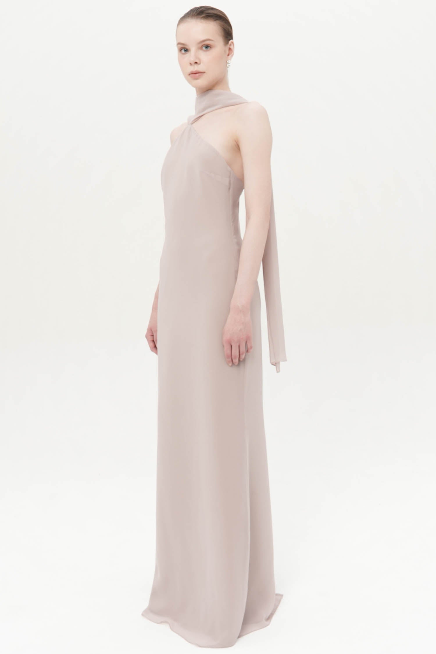 Elsin Maxi Halter Dress In Nude
