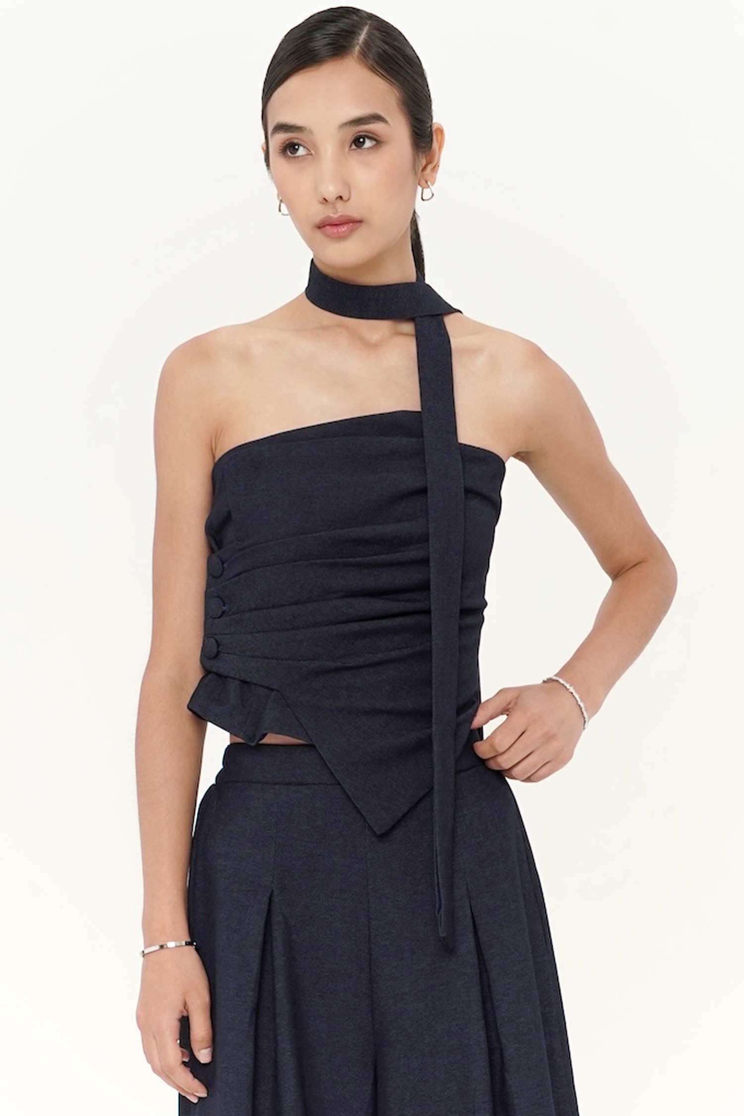 Jude Tube Top In Blue Denim