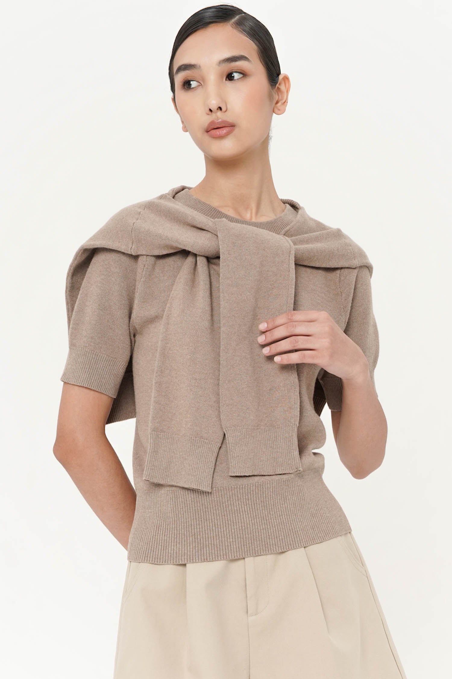 Neiti Two-Piece Top In Mocha Knit