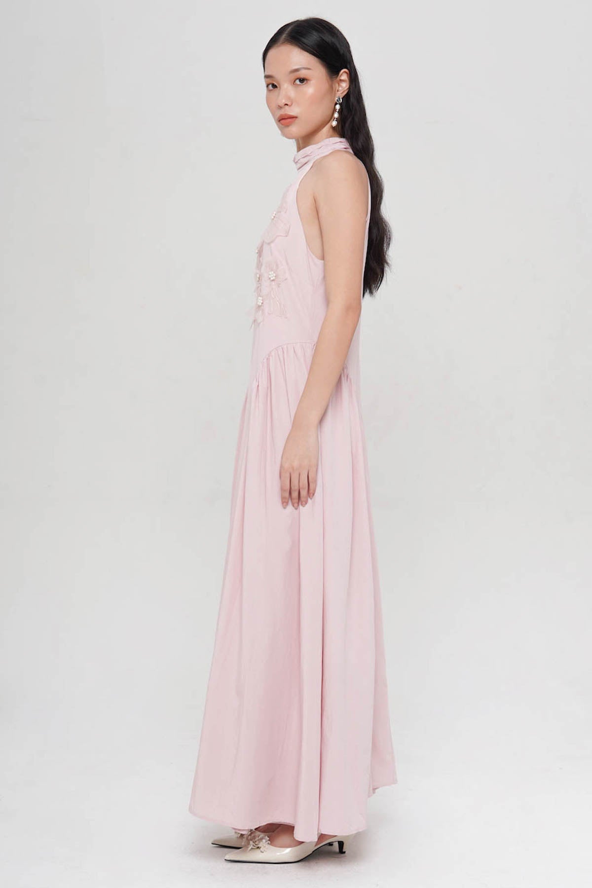 Reya Flora Appliquèd Maxi Dress In Pink