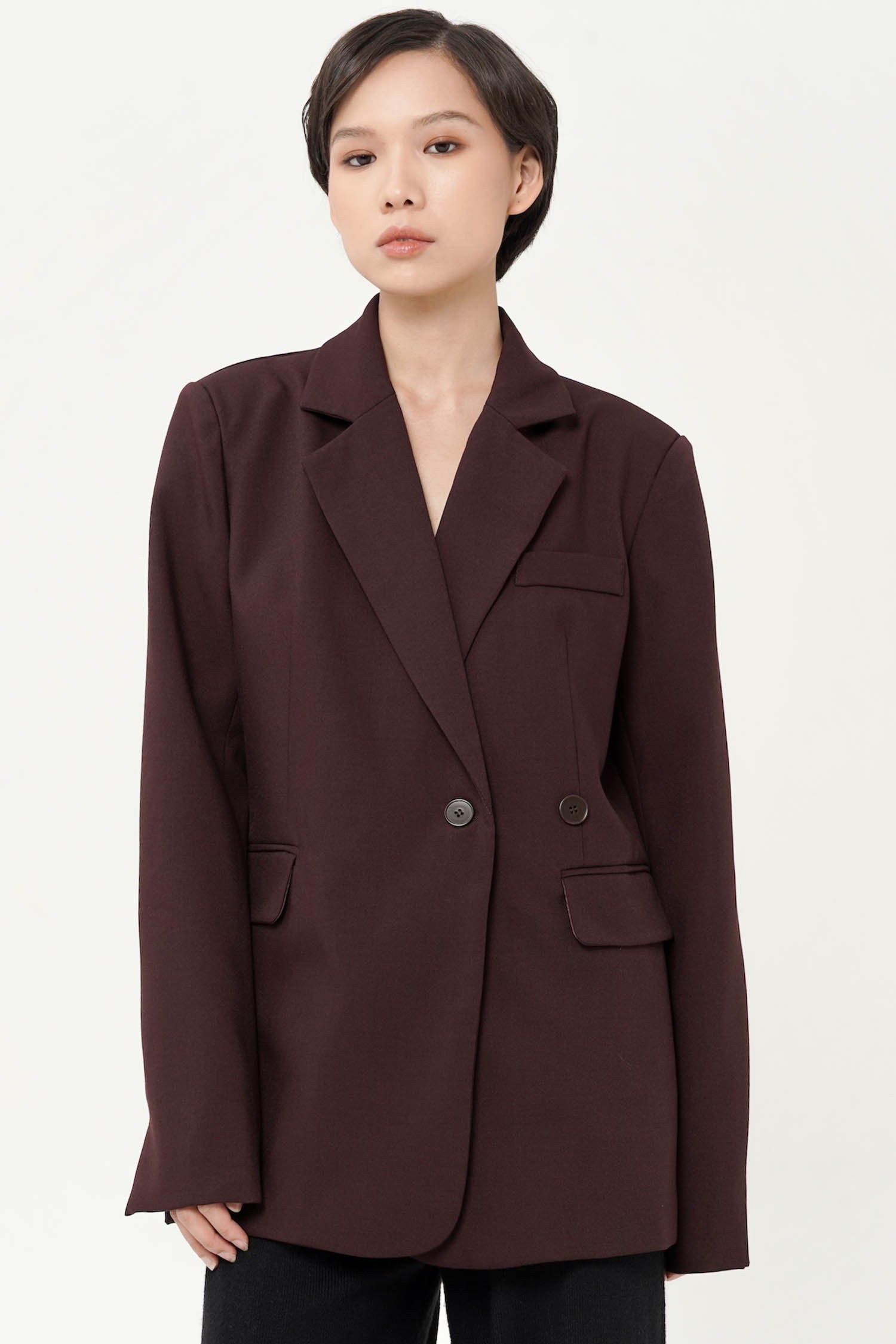 Aria Relaxed Blazer In Wine