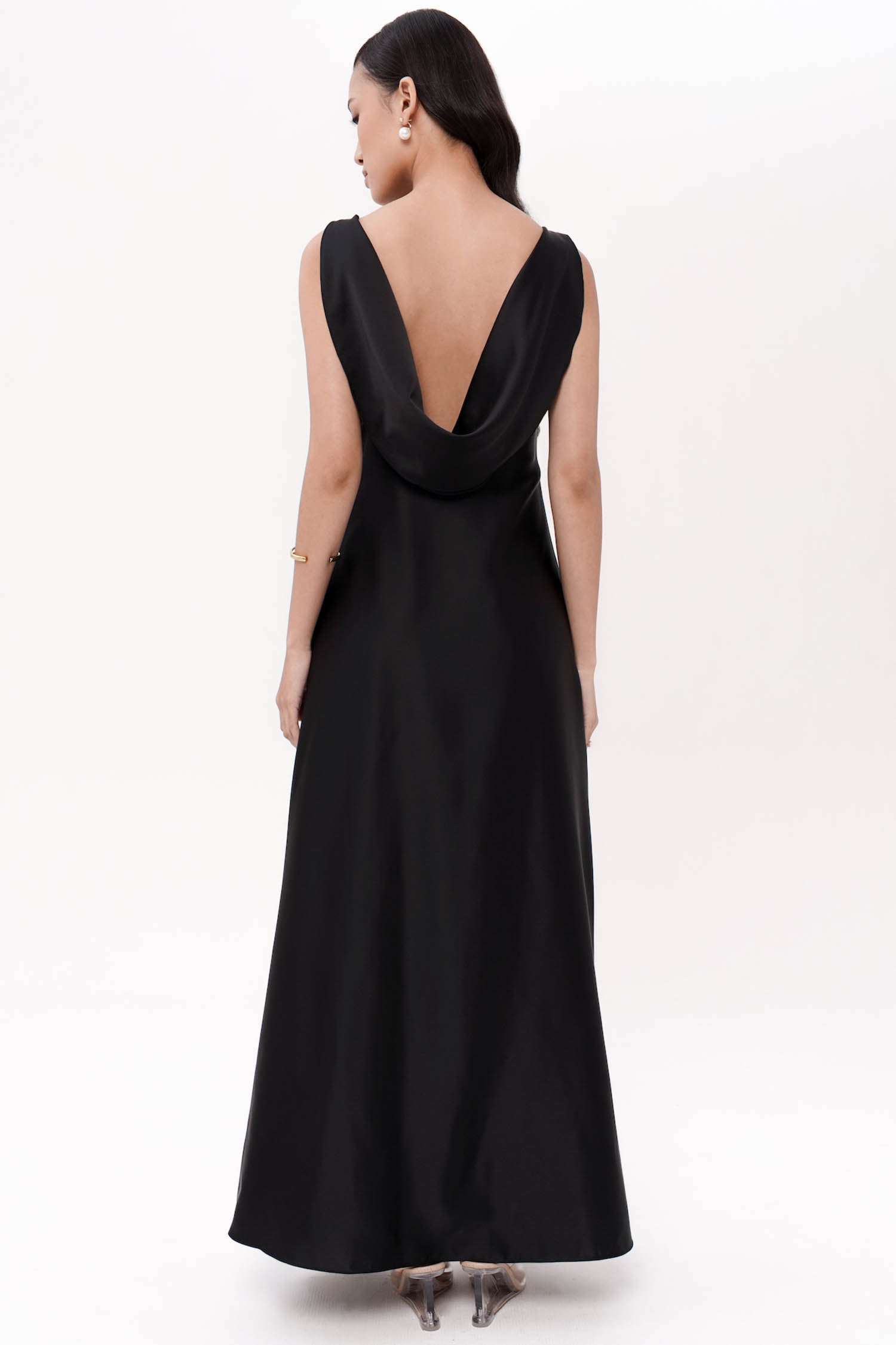 Efate Open Back Long Gown In Black (Back In Stock!)