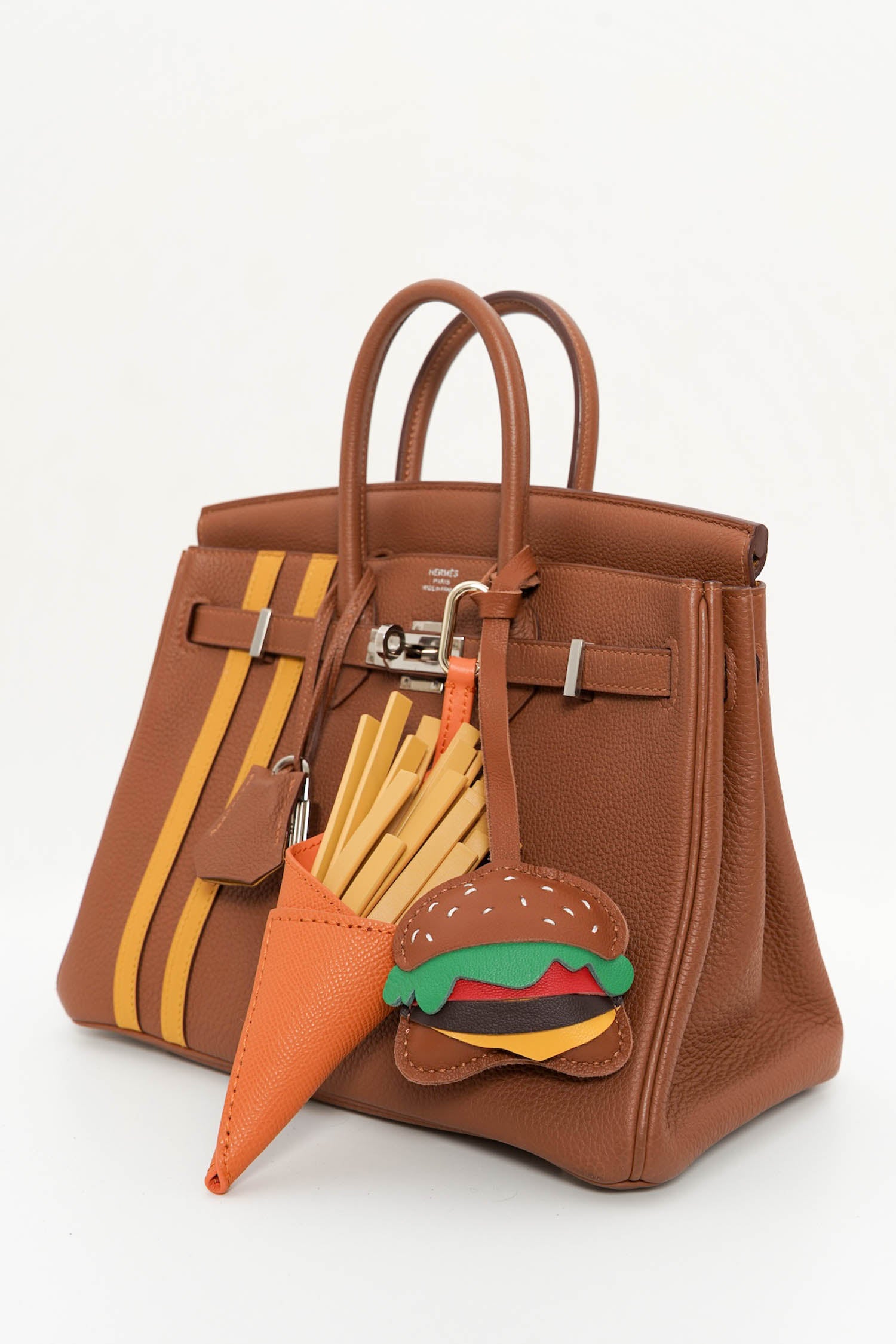 Le Frites 3D Leather Charm In Orange