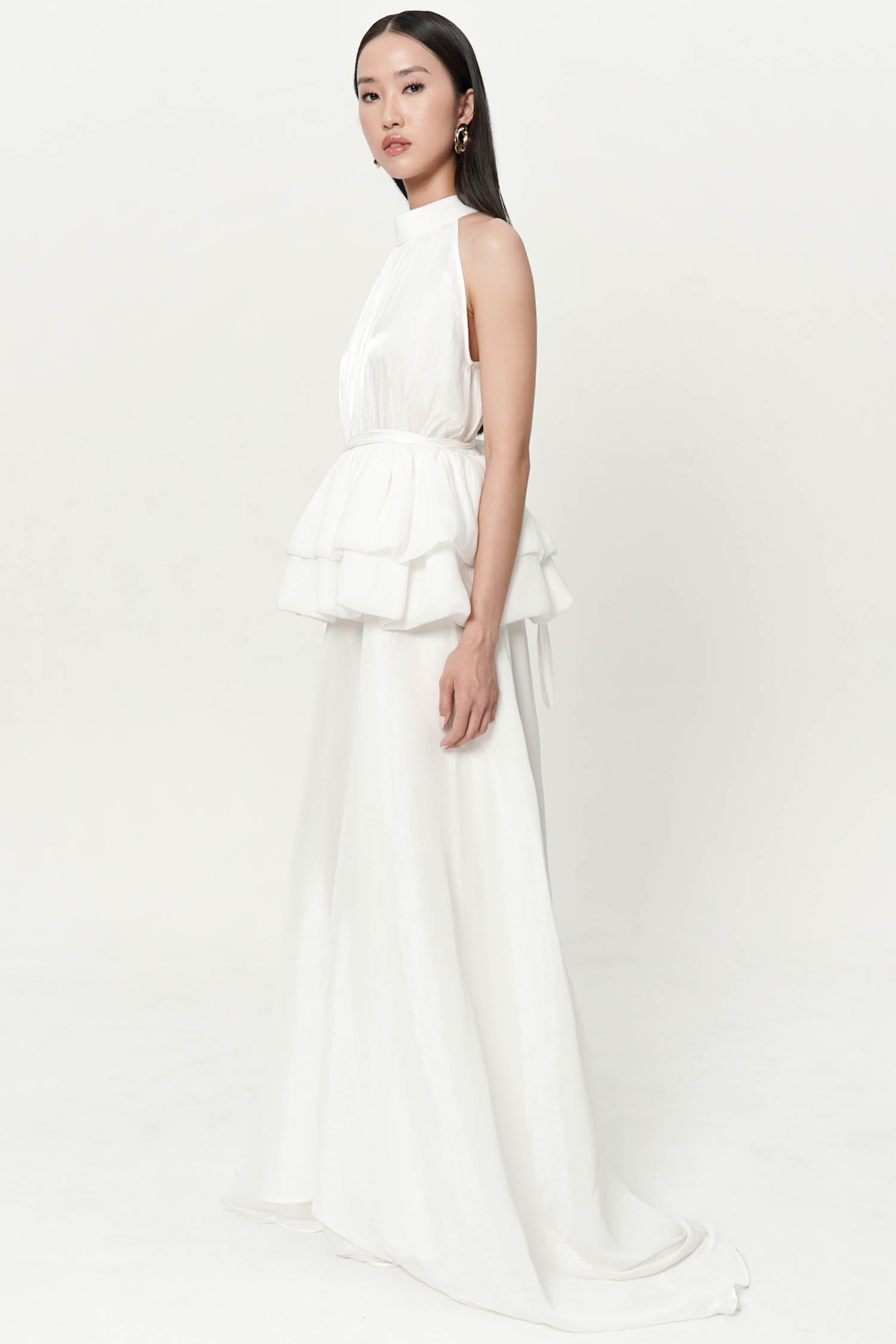 Adelaide Halter Maxi Dress In White