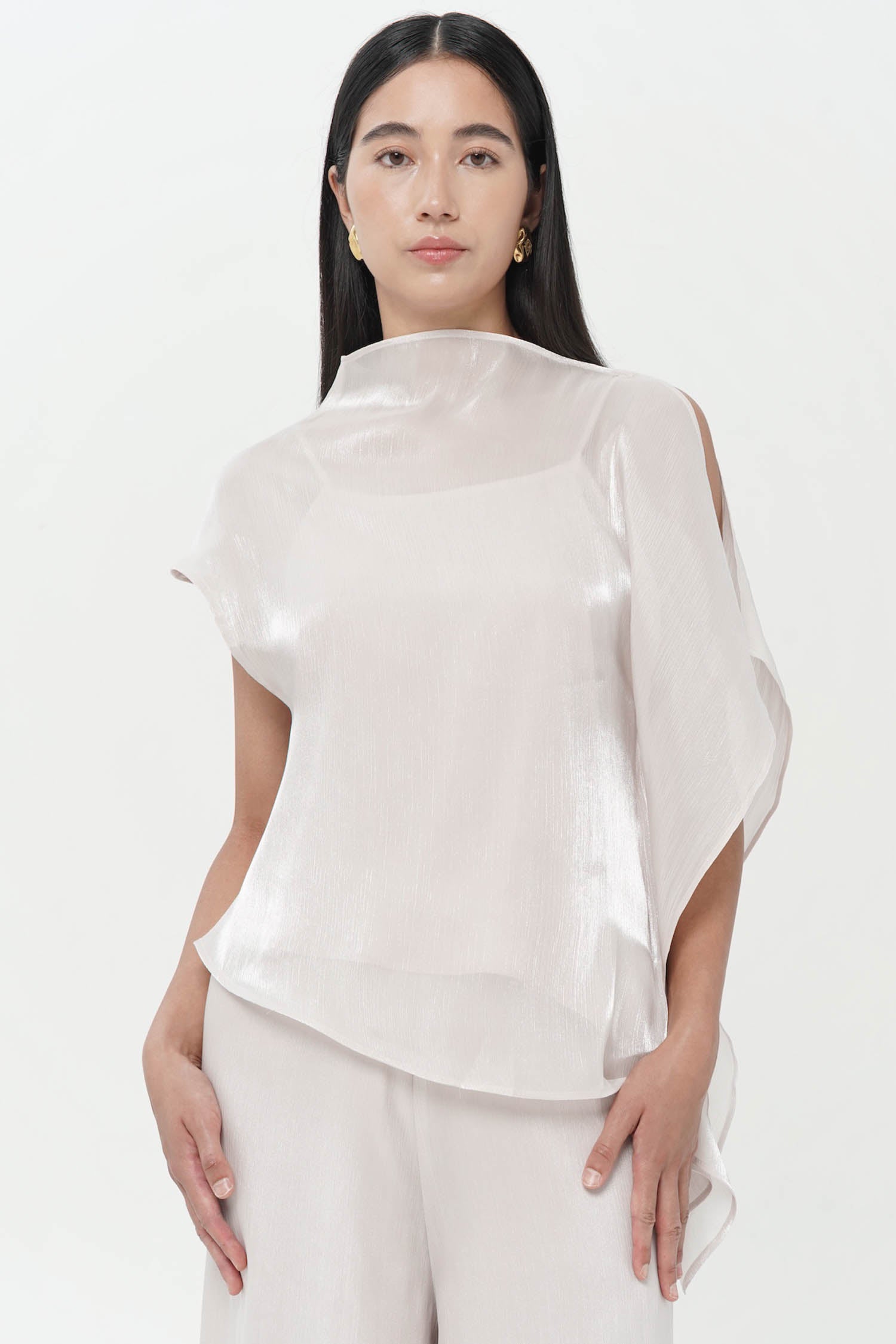 Jire Translucent Two-piece Top In Nude