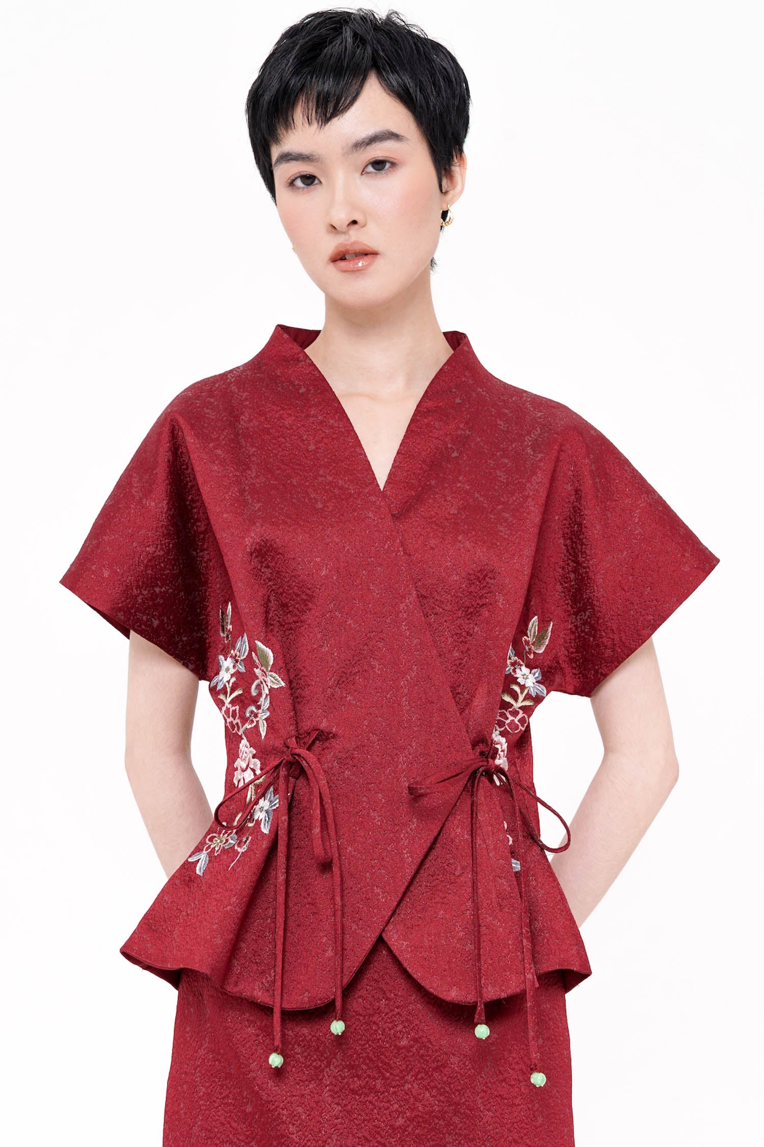 Wufu Tied Top In Maroon