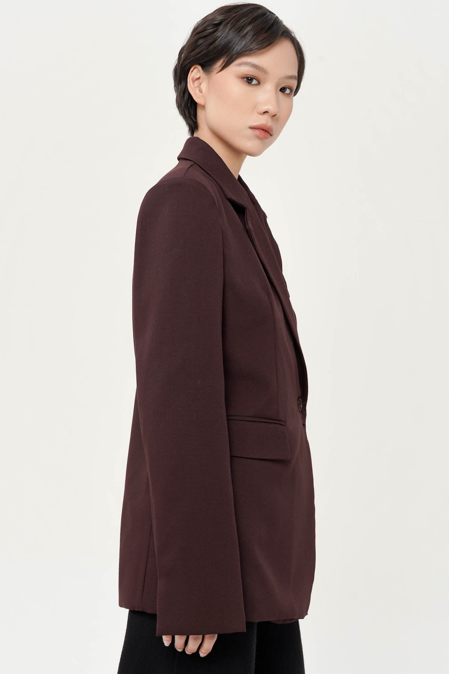 Aria Relaxed Blazer In Wine