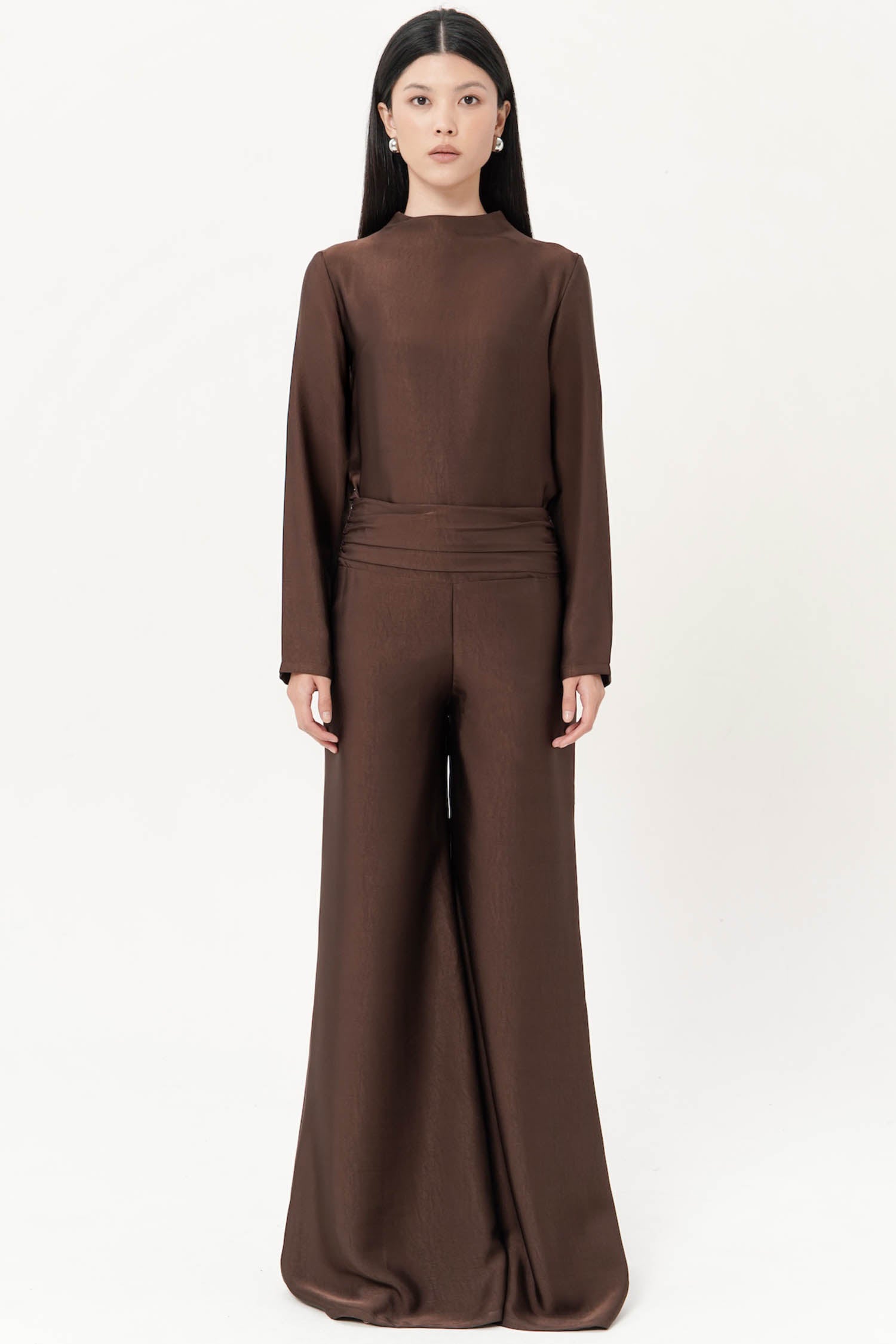 Anessa Pleated Trousers In Espresso