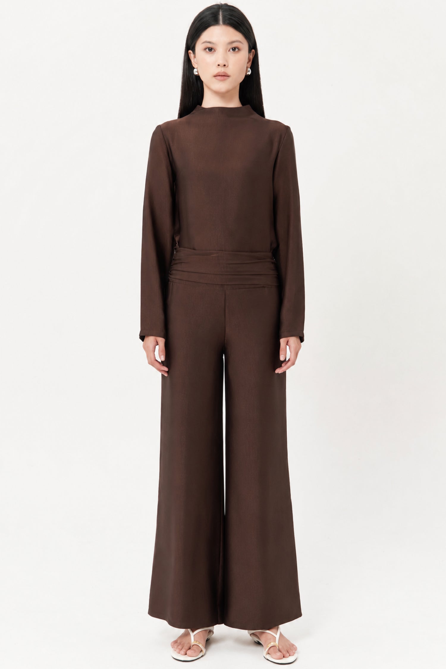 Anessa Pleated Trousers In Espresso
