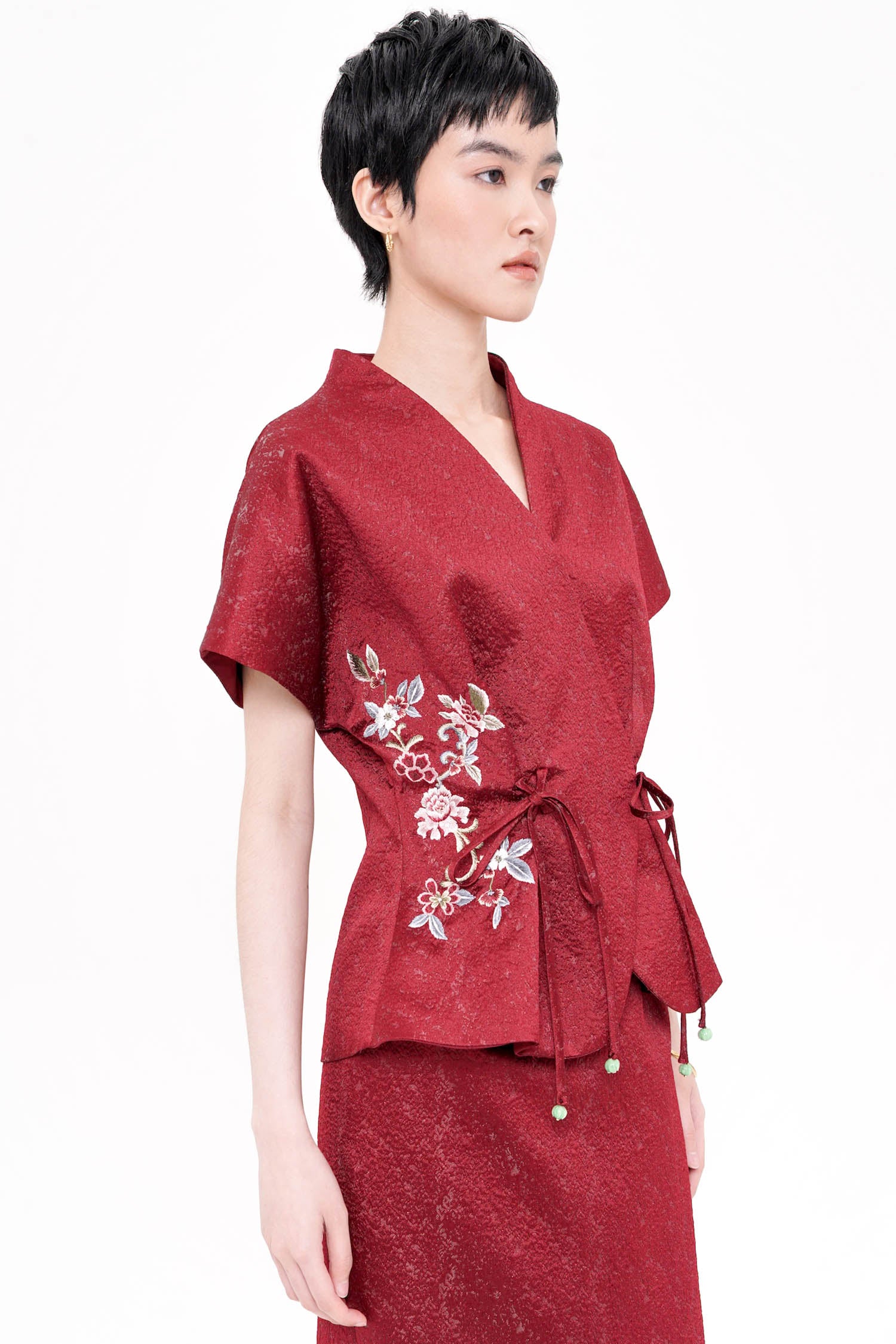 Wufu Tied Top In Maroon