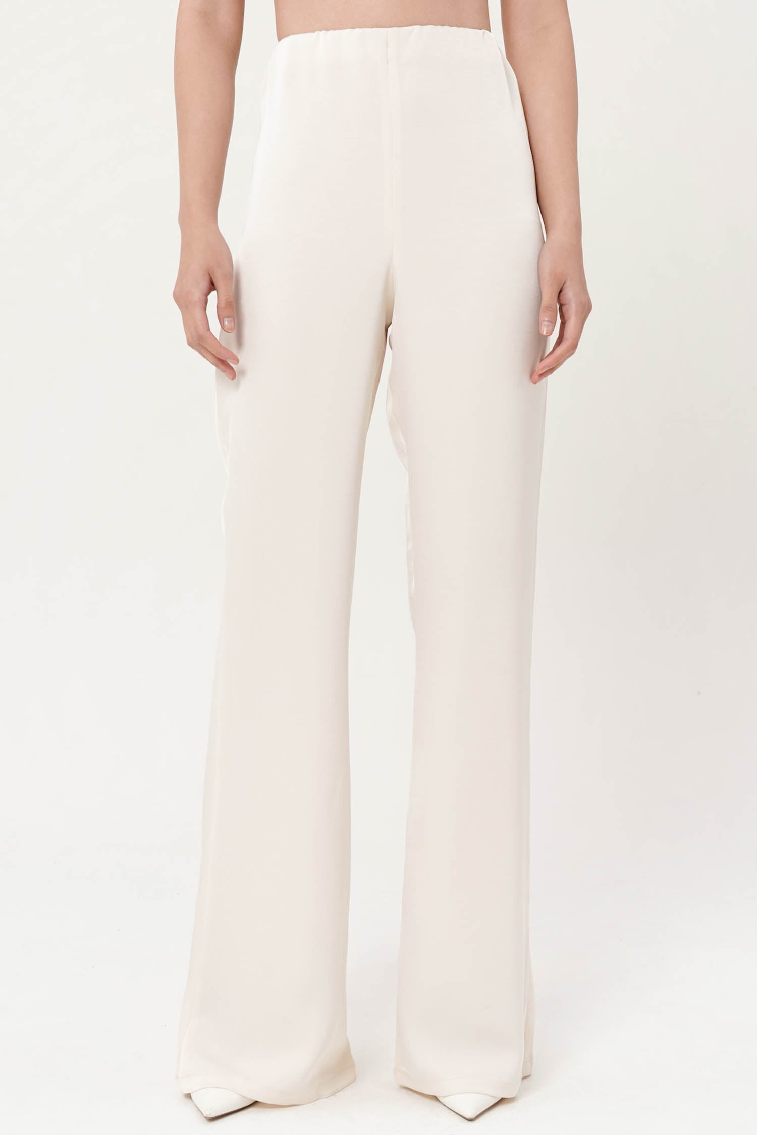 Serena Satin Pants In Porcelain