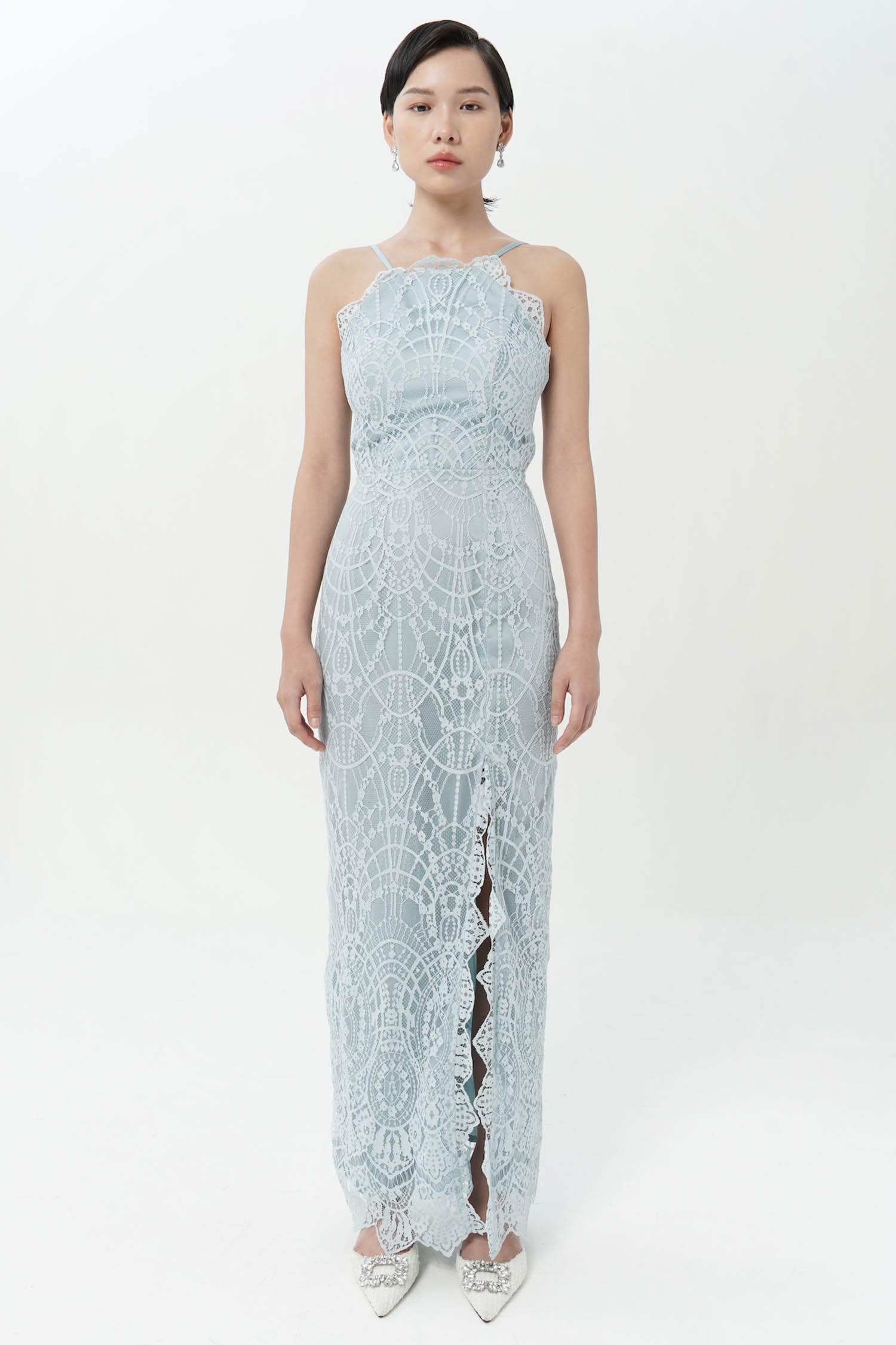 Marsaili Lace Maxi Dress In Blue