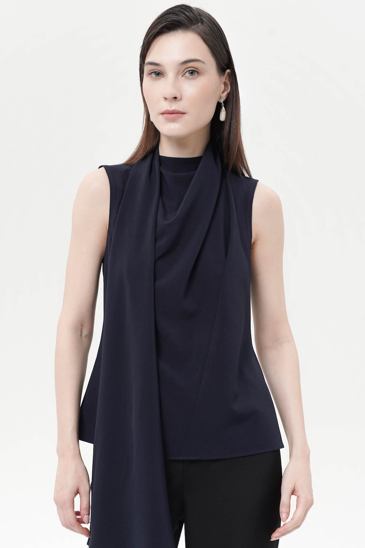 Monia Shawl Blouse In Navy