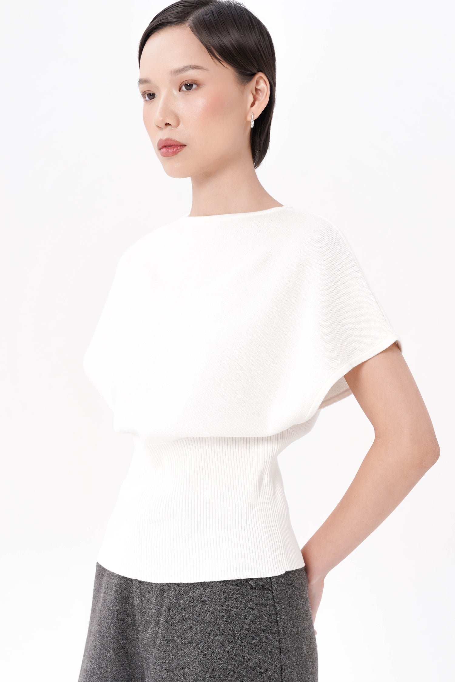 Gertie Cinched Waist Top In White