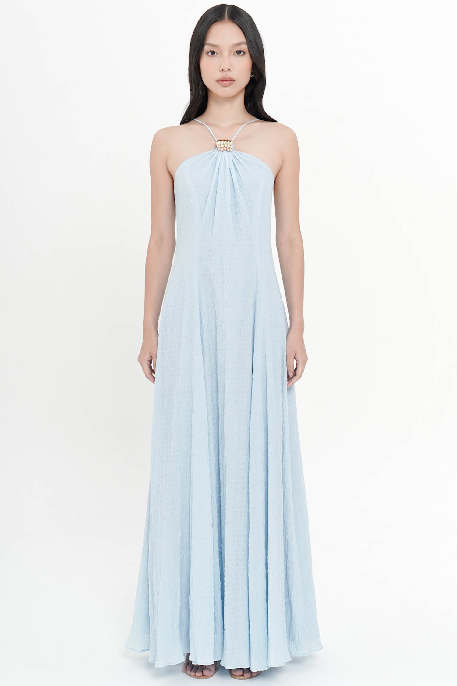 Isla Maxi Halter Dress In Blue