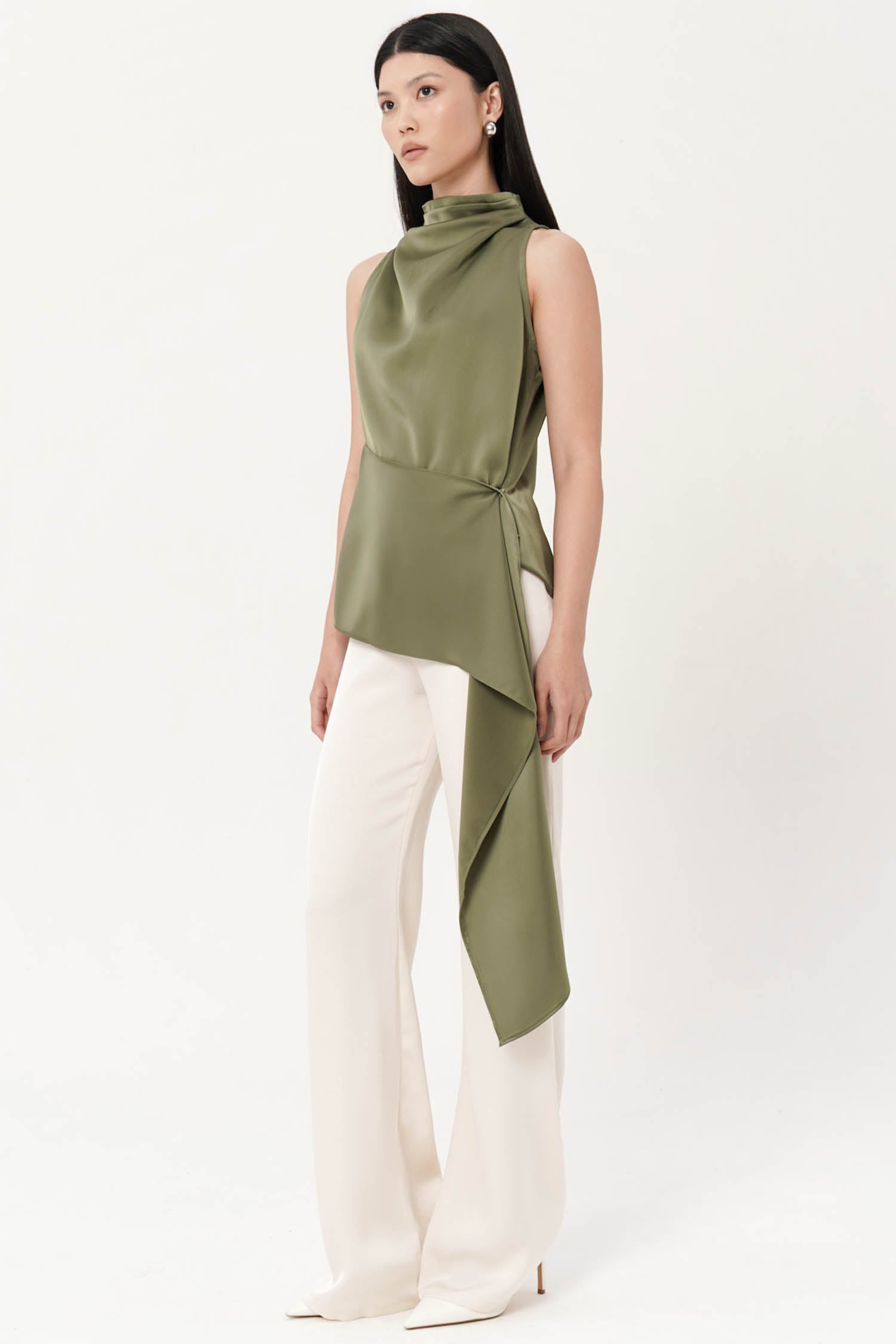 Ottavia Asymmetrical Top In Olive