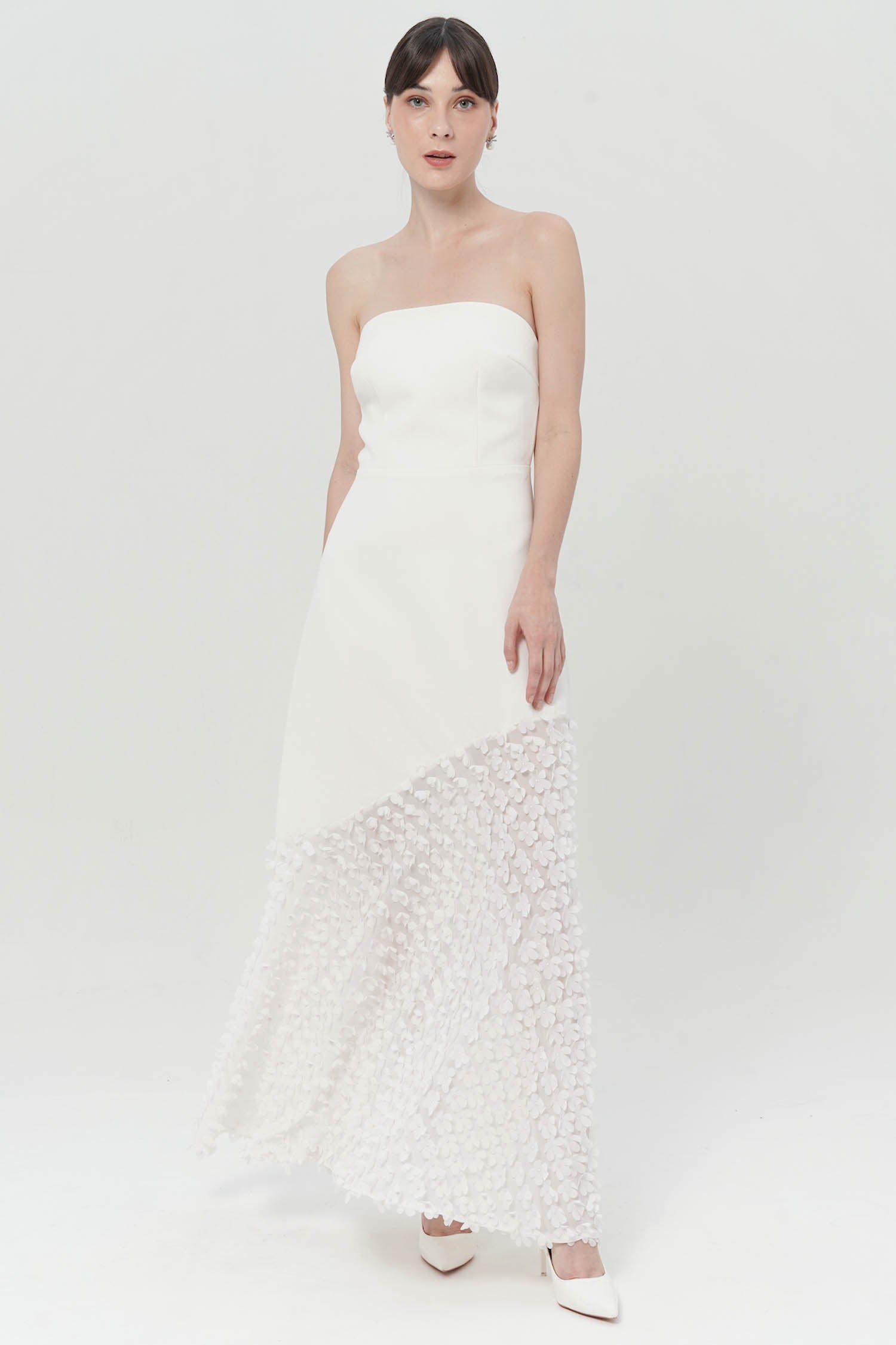 Cullen Embellished Long Gown In Broken White