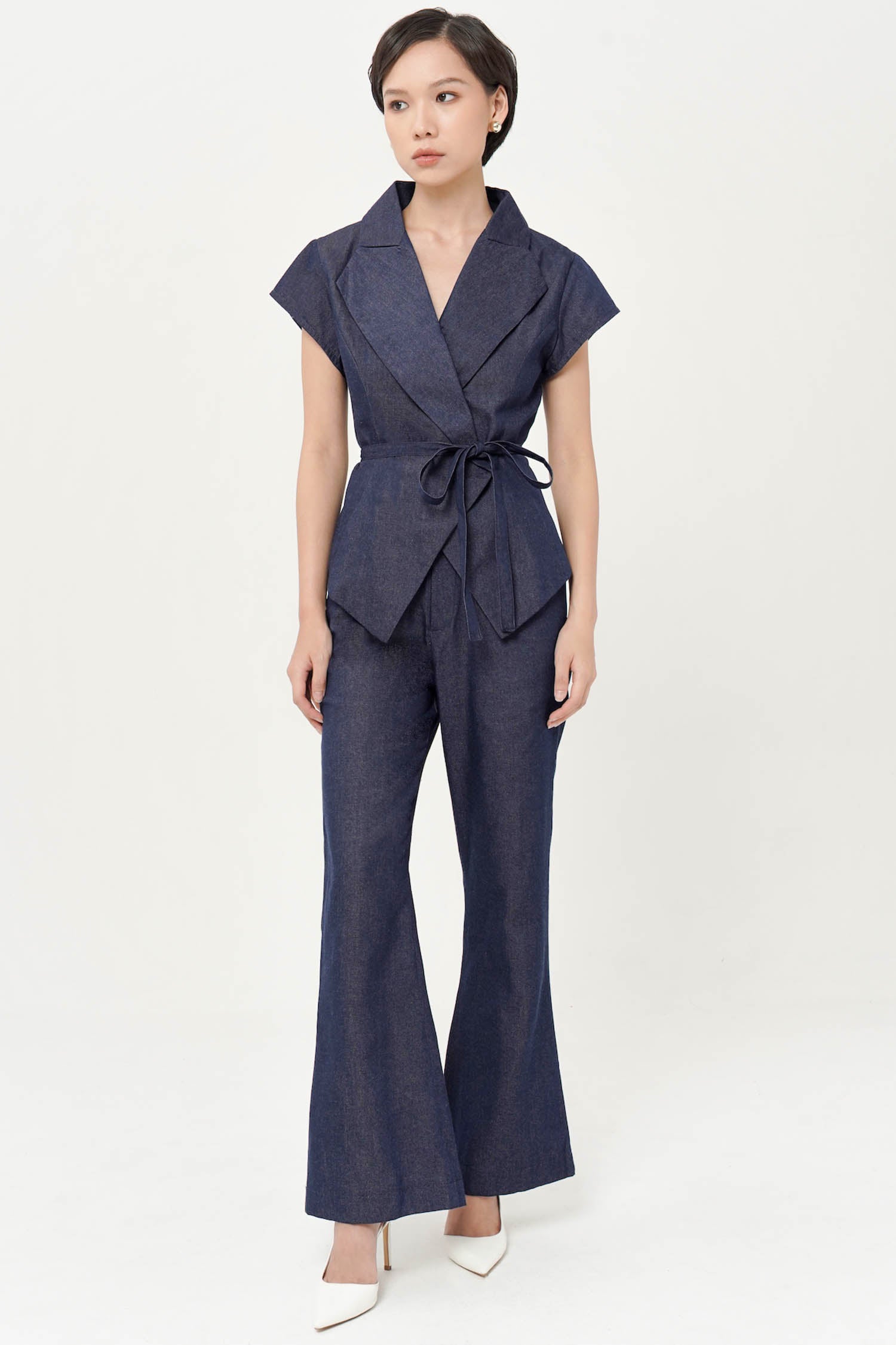 Teegan Wrap Top In Denim