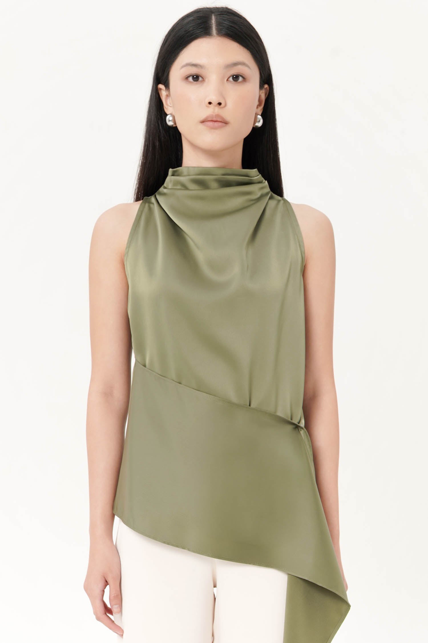 Ottavia Asymmetrical Top In Olive