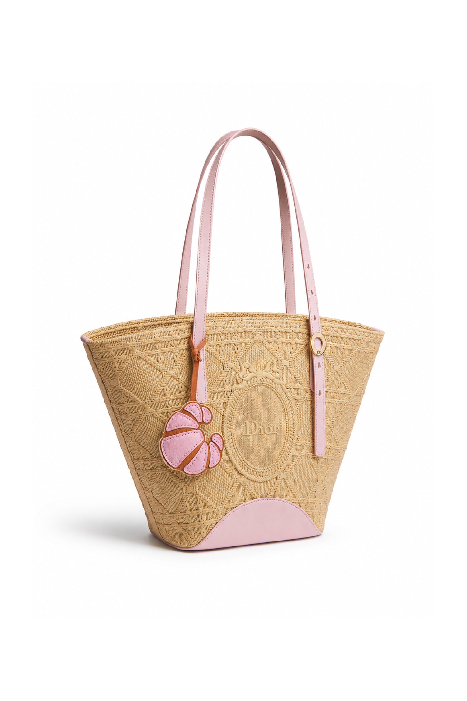 Maison Croissant Leather Charm In Pink