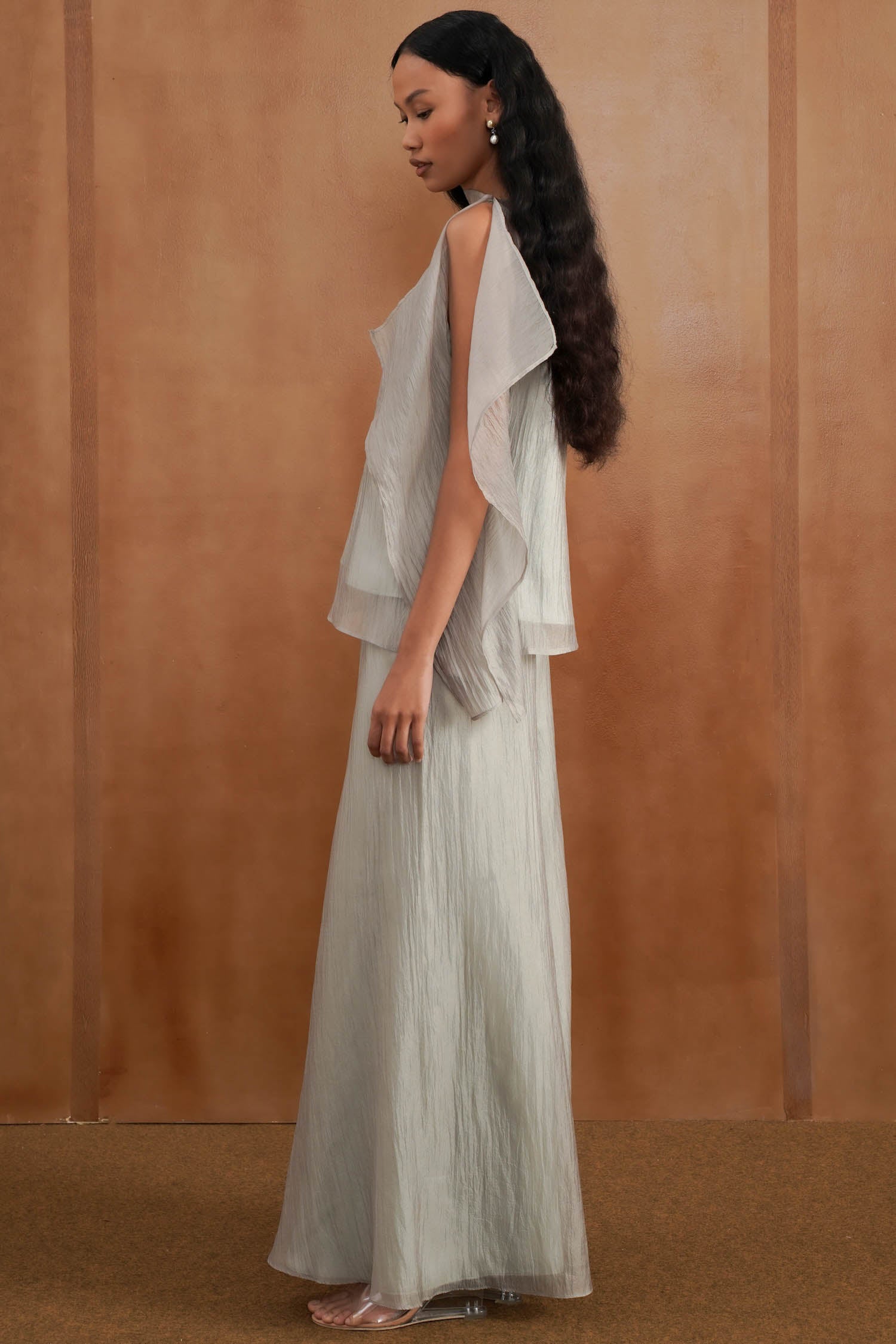 Jire Translucent Two-piece Top In Dusty Sage