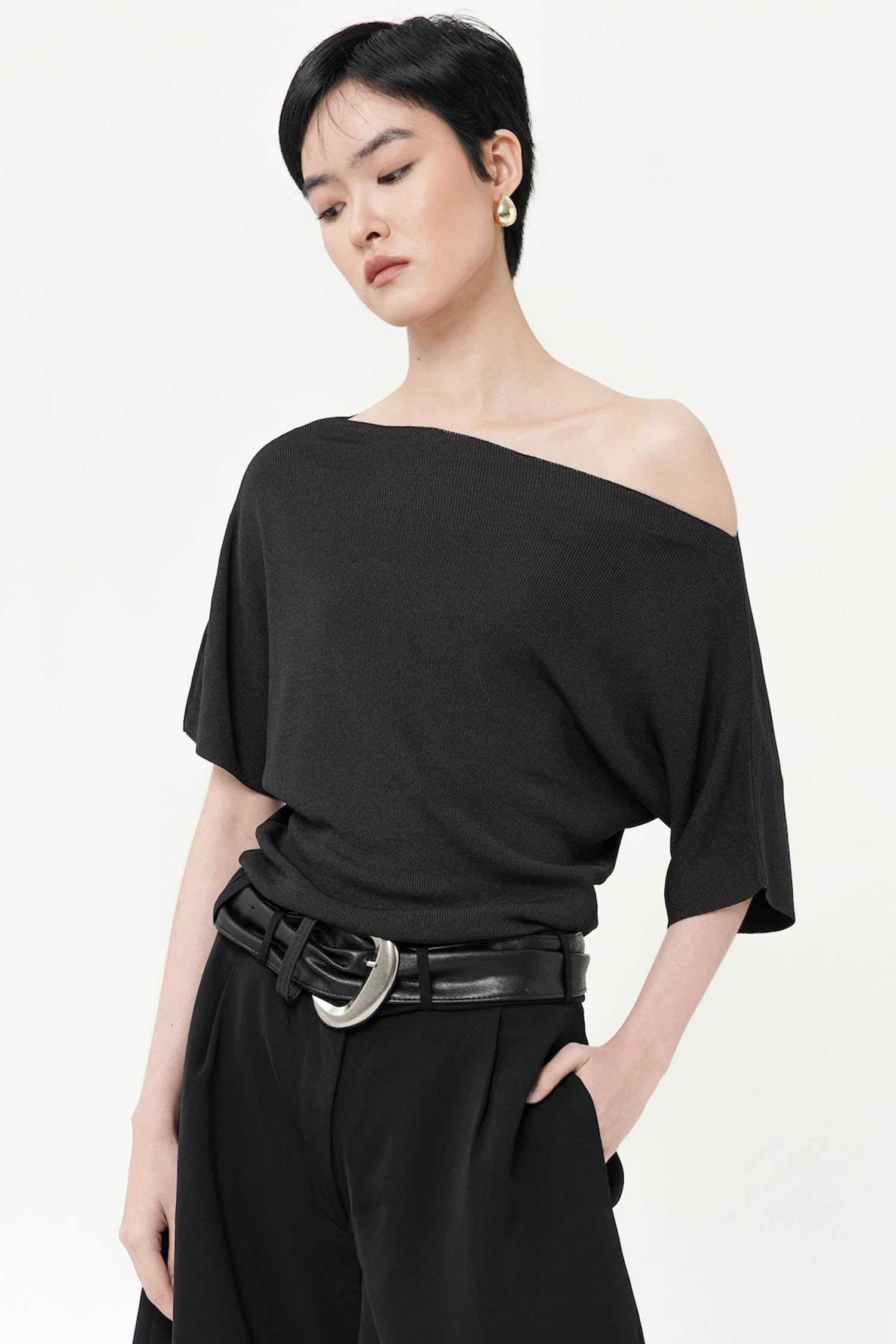 Ethelyn Top In Dark Grey
