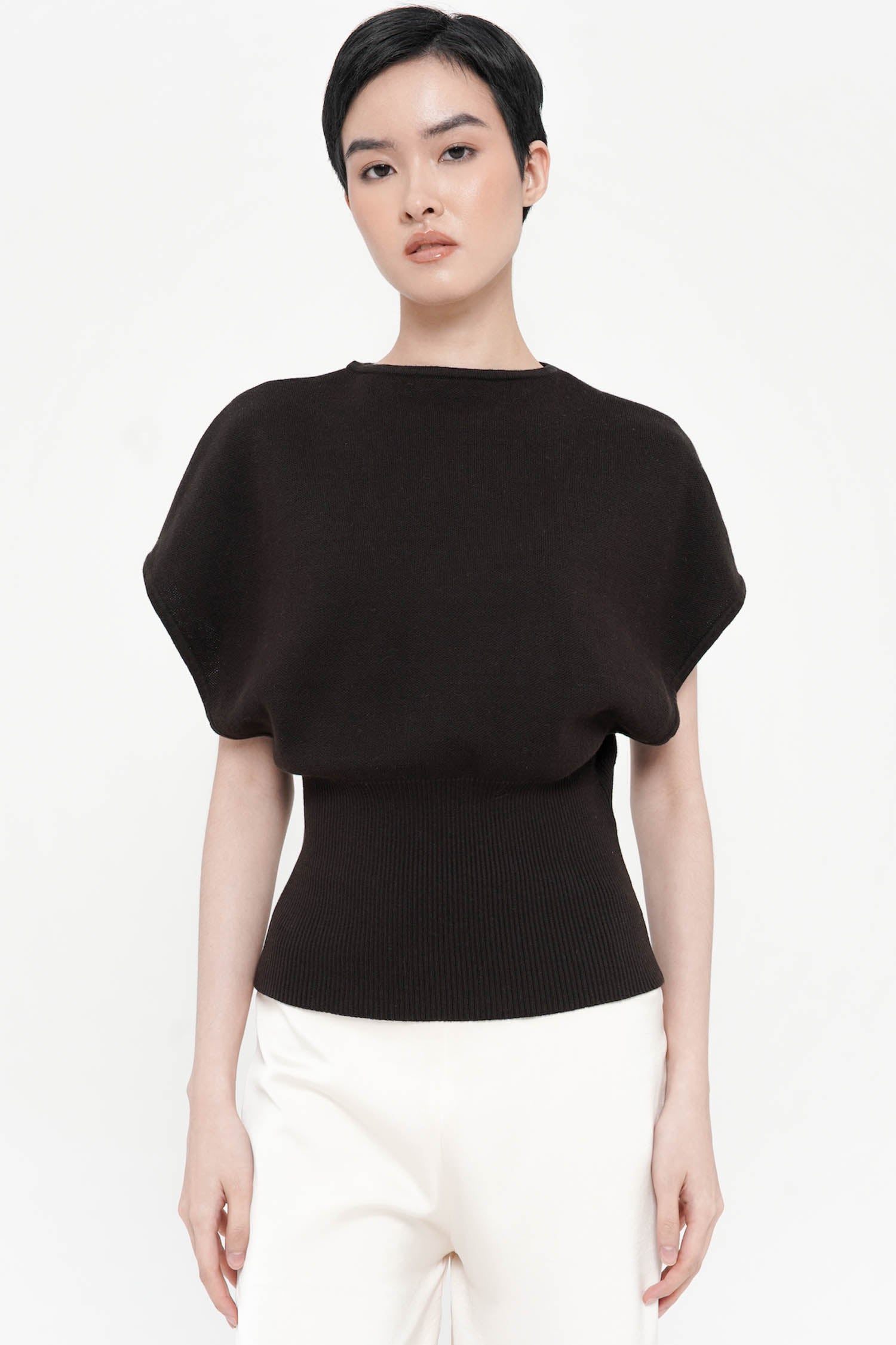 Gertie Cinched Waist Top In Espresso