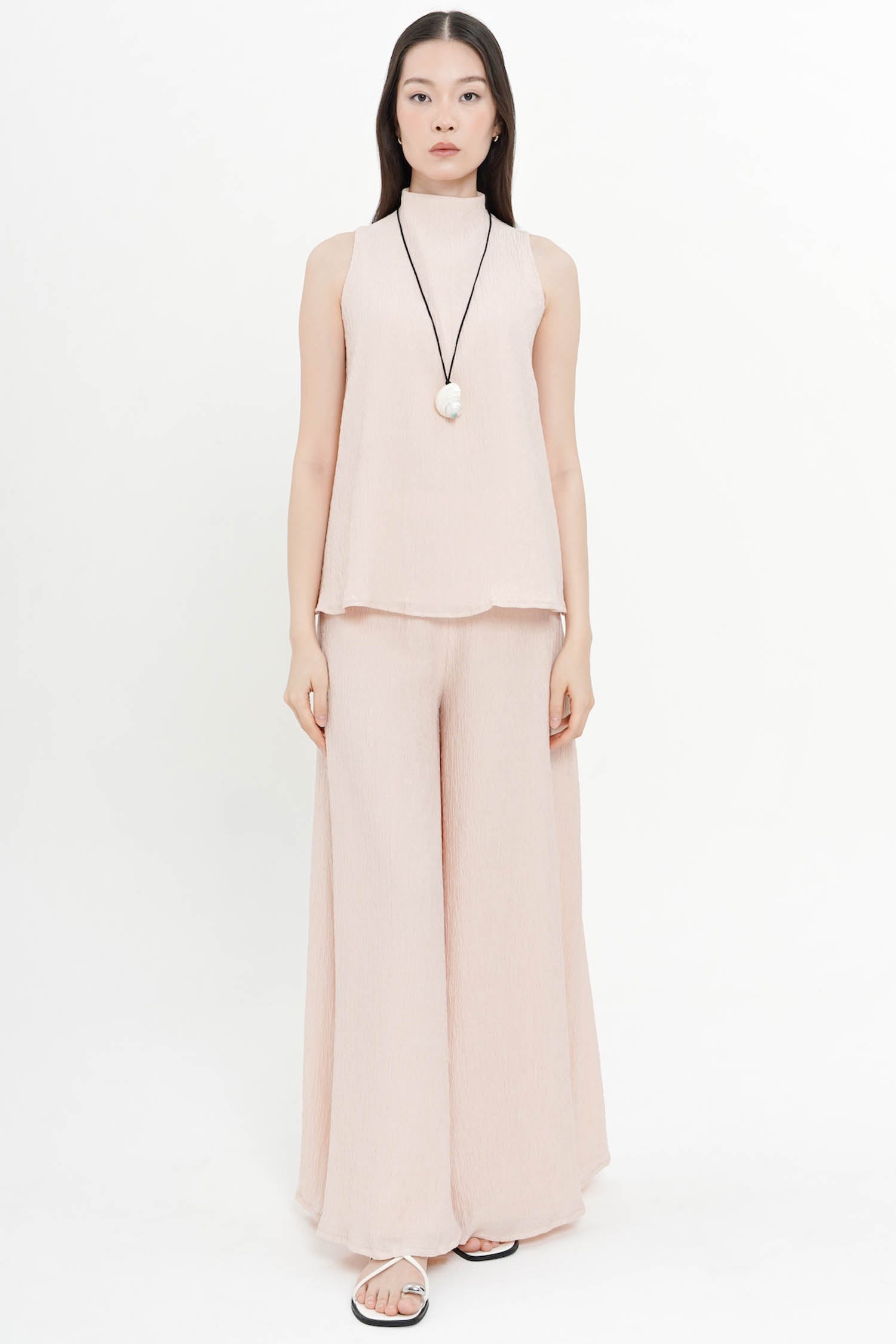 Santina Wide Leg Pants In Nude