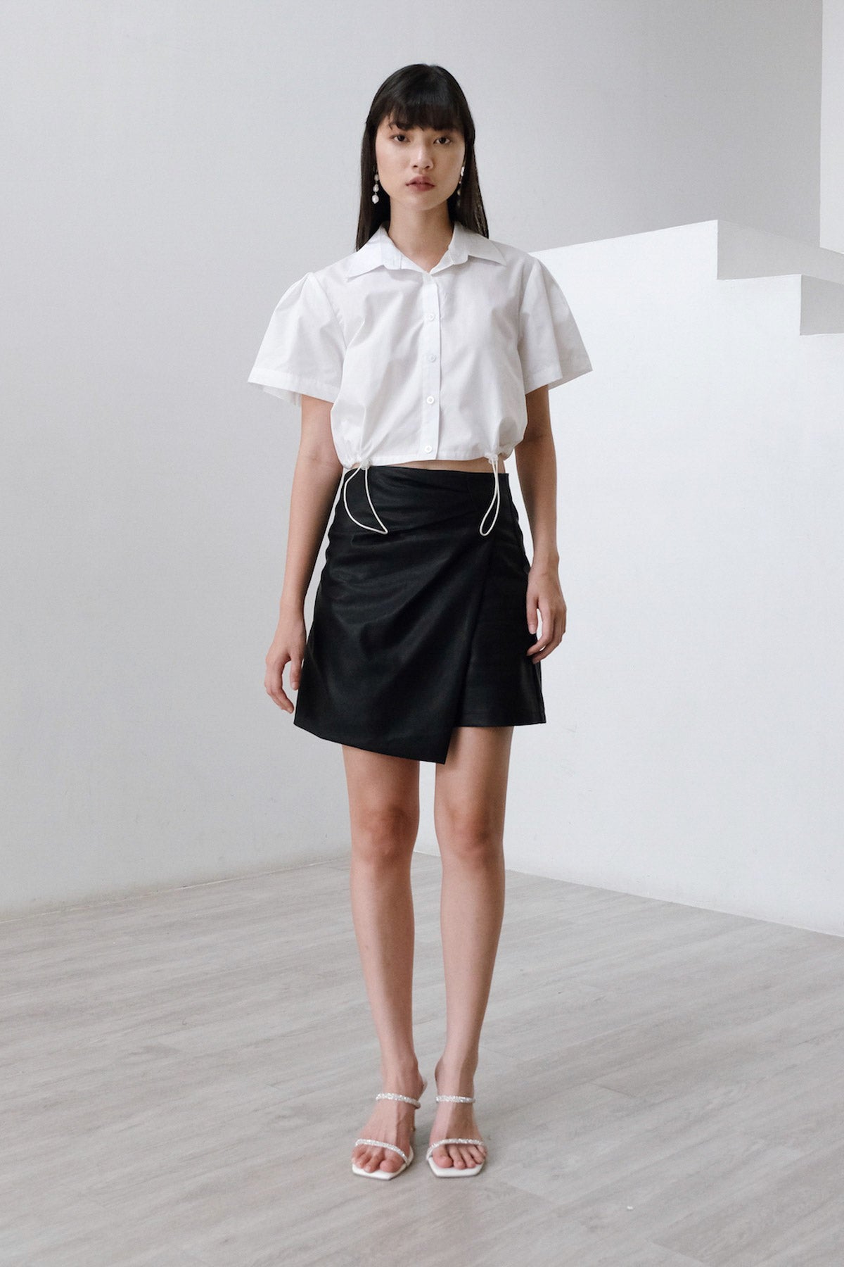 Zanko Faux Leather Mini Skort In Black (1 LEFT)