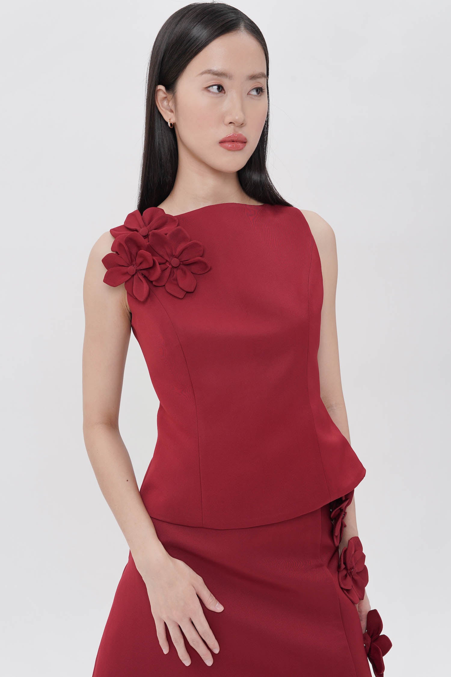 Chun Hua Top In Maroon