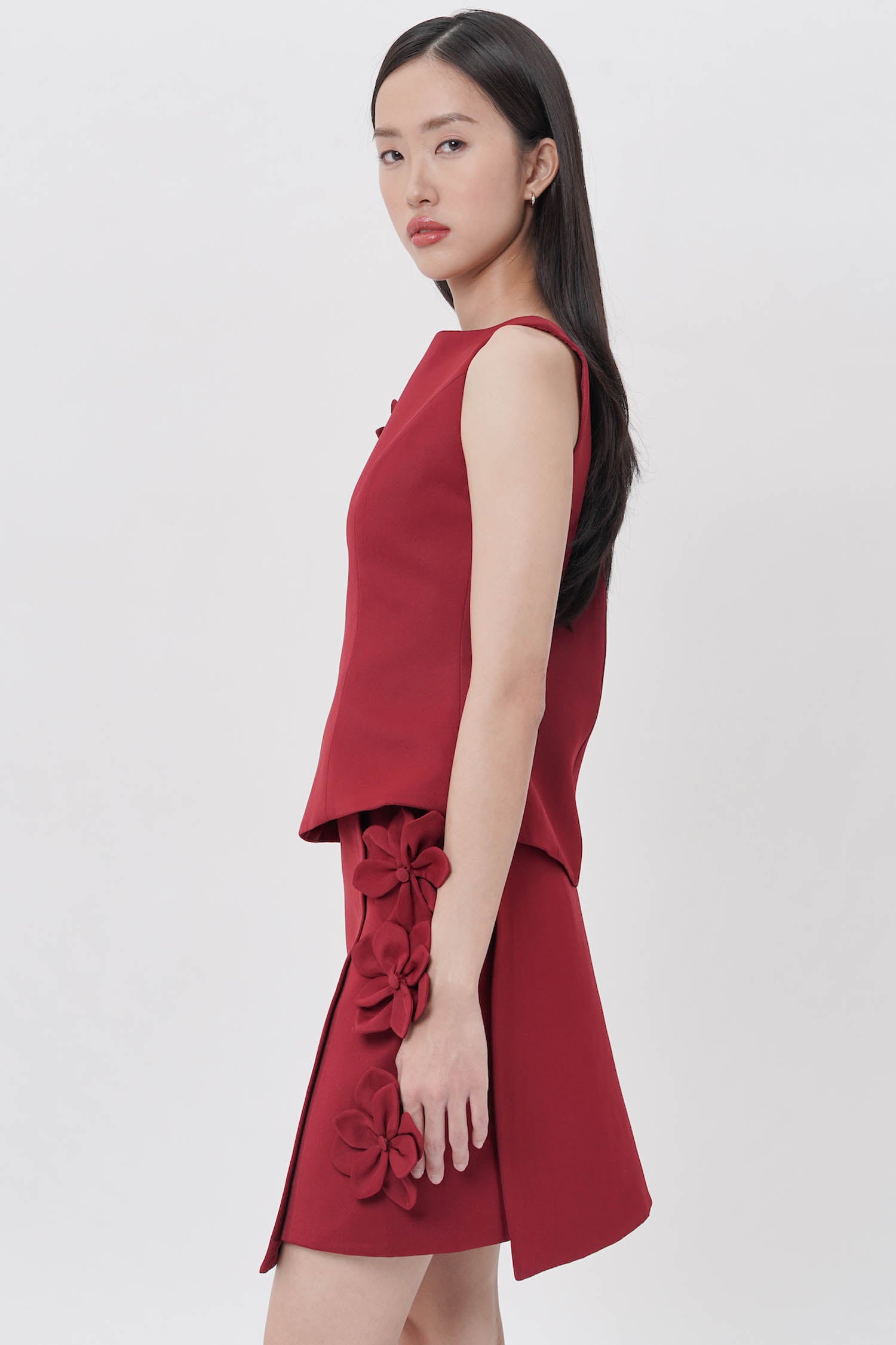 Chun Hua Top In Maroon